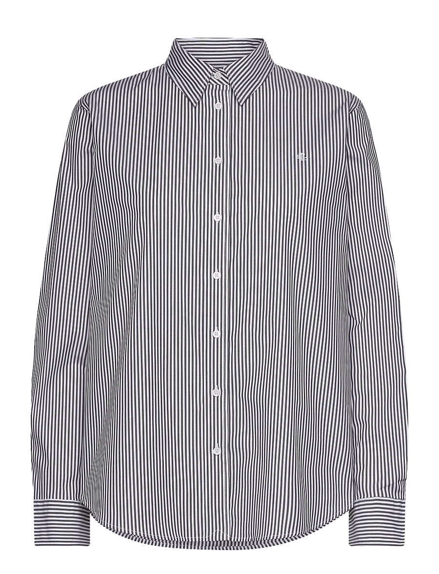 Lauren Ralph Lauren - Classic Fit Striped Cotton Shirt - langærmede skjorter - black/white - 1