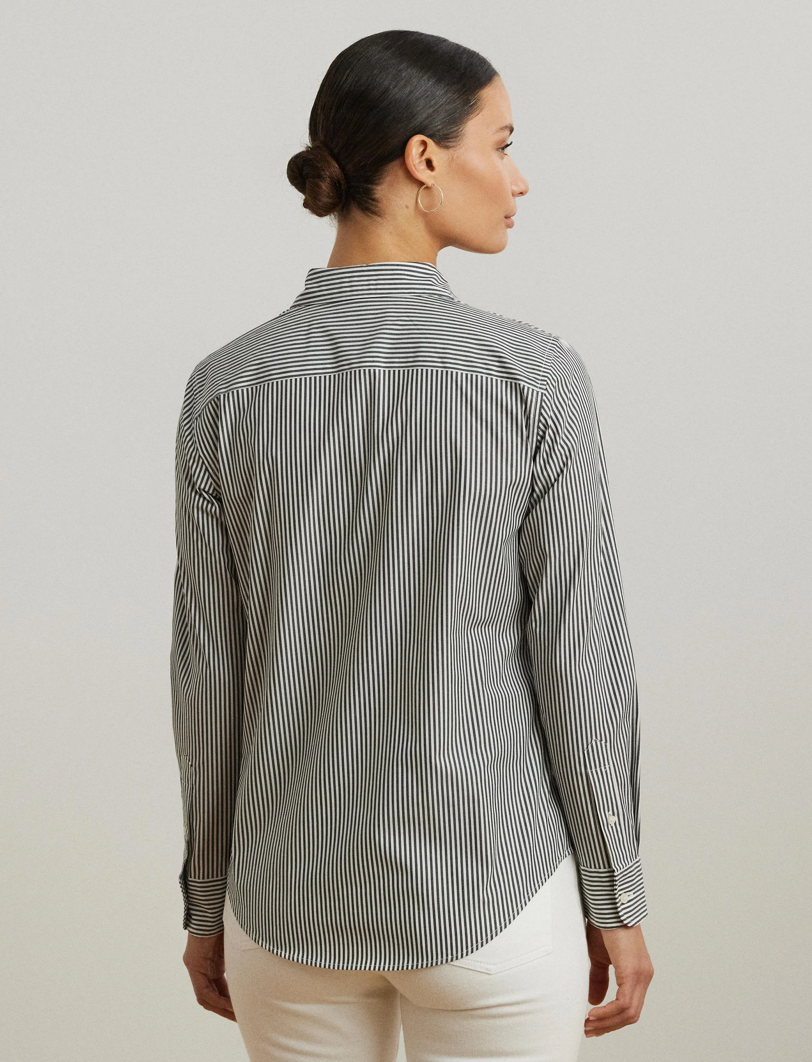 Lauren Ralph Lauren - Classic Fit Striped Cotton Shirt - pikkade varrukatega särgid - black/white - 3