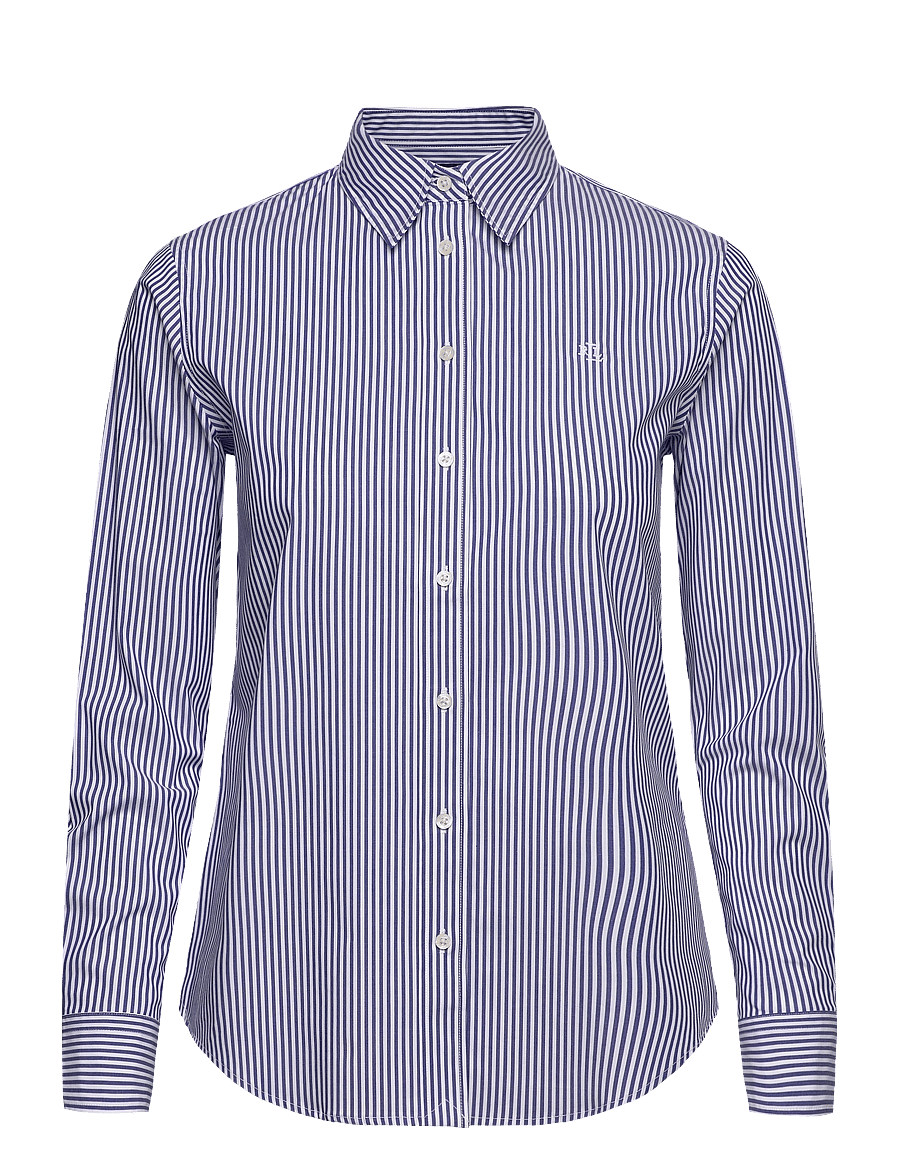 Lauren Ralph Lauren - Classic Fit Striped Cotton Shirt - langærmede skjorter - blue/white - 0