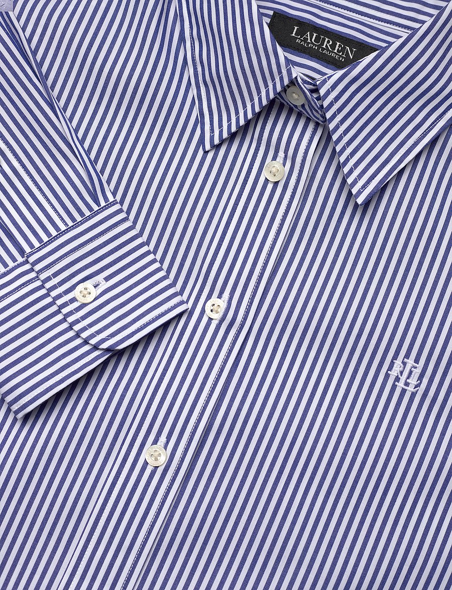 Lauren Ralph Lauren - Classic Fit Striped Cotton Shirt - langærmede skjorter - blue/white - 2