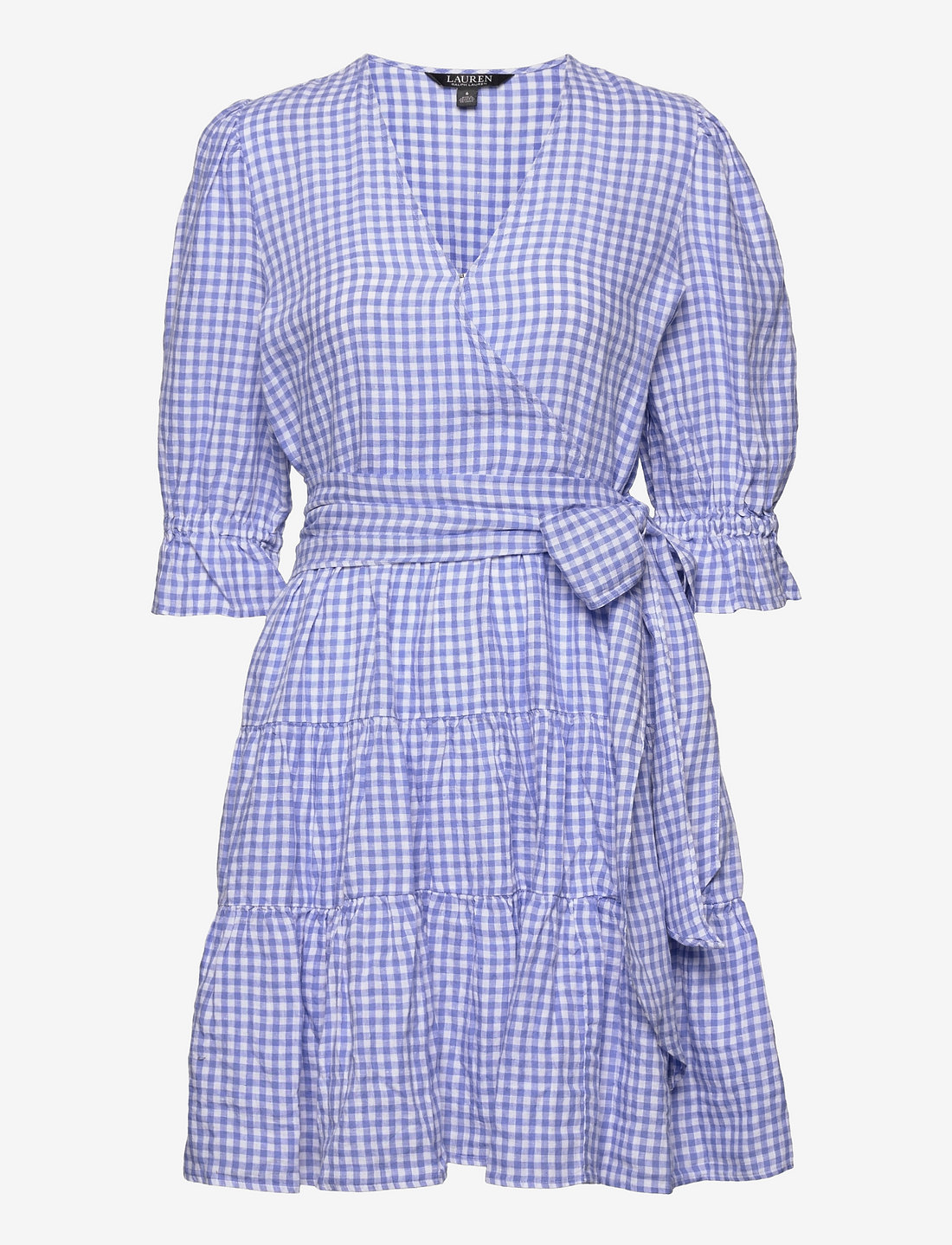 Lauren Ralph Lauren Gingham Fit and flare Linen Dress Short