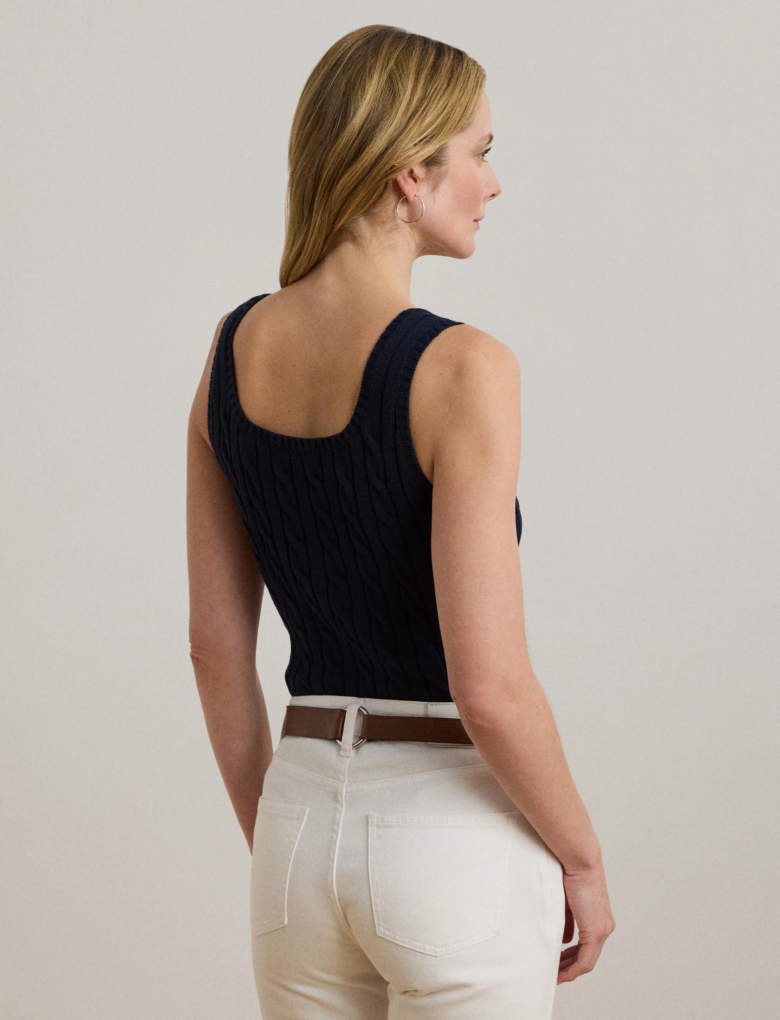 Lauren Ralph Lauren Cable-Knit Sleeveless Sweater - T-shirts & Hauts - LAUREN NAVY / navy