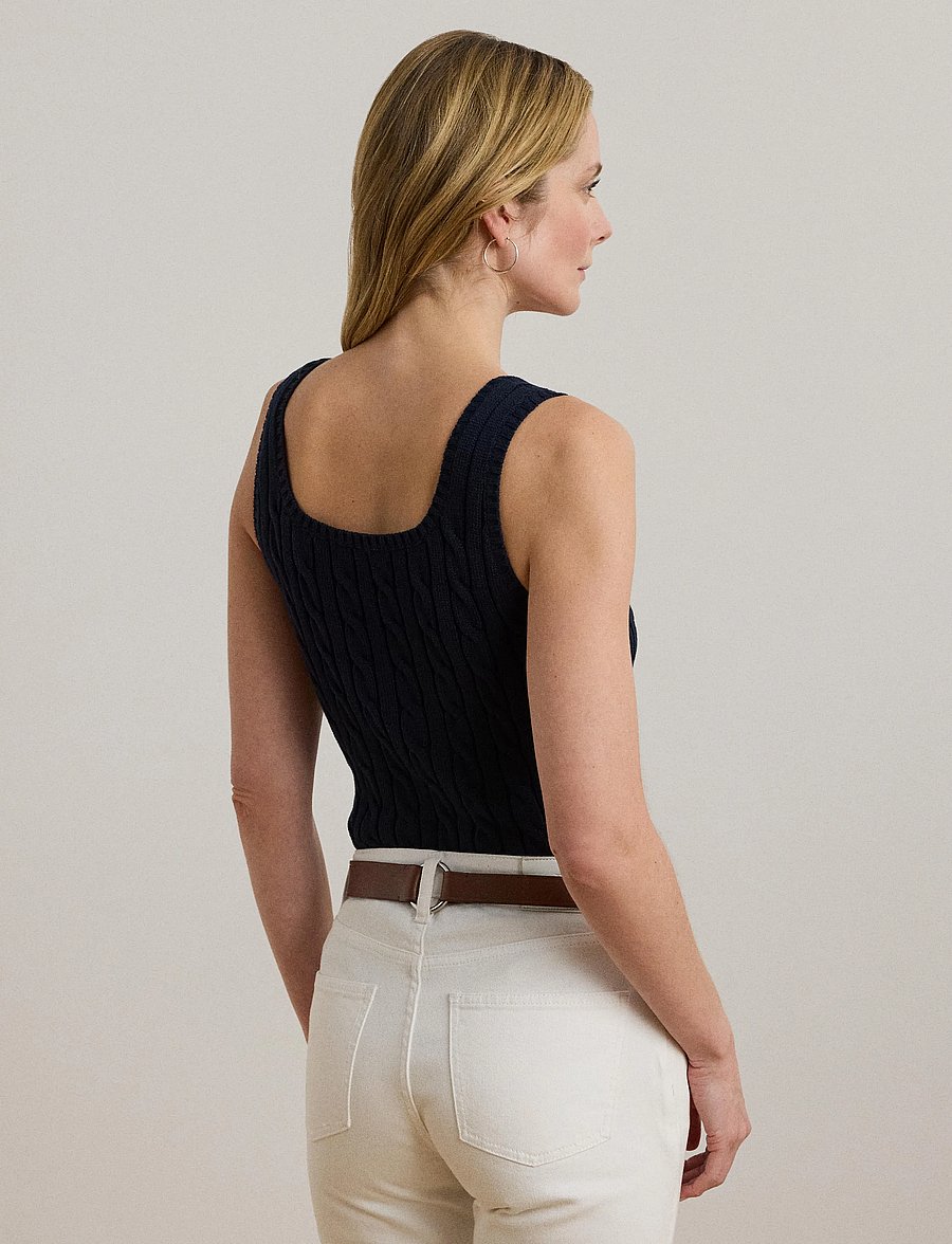 Lauren Ralph Lauren - Cable-Knit Sleeveless Sweater - Ärmellose tops - lauren navy - 2