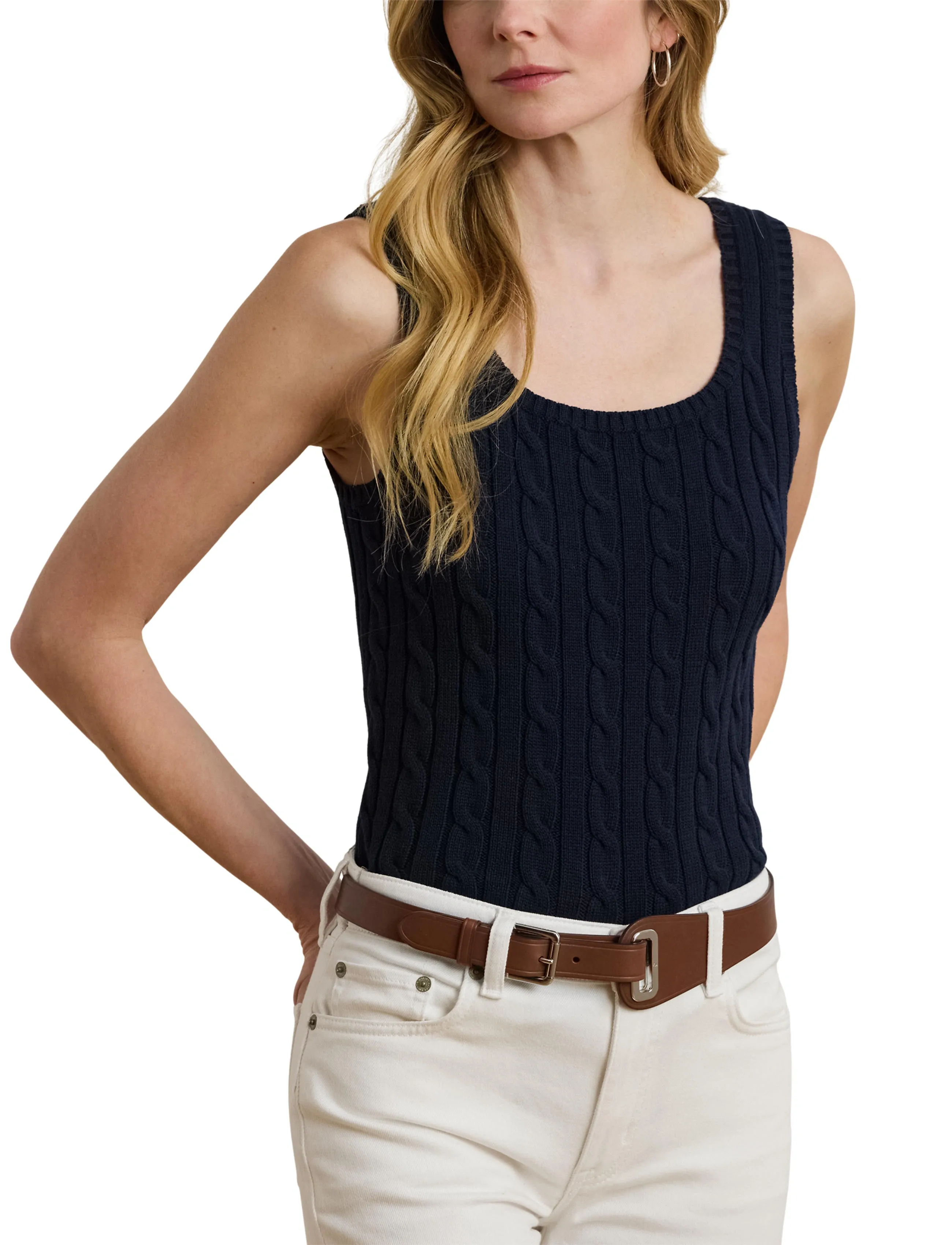 Lauren Ralph Lauren - Cable-Knit Sleeveless Sweater - Ärmellose tops - lauren navy - 5