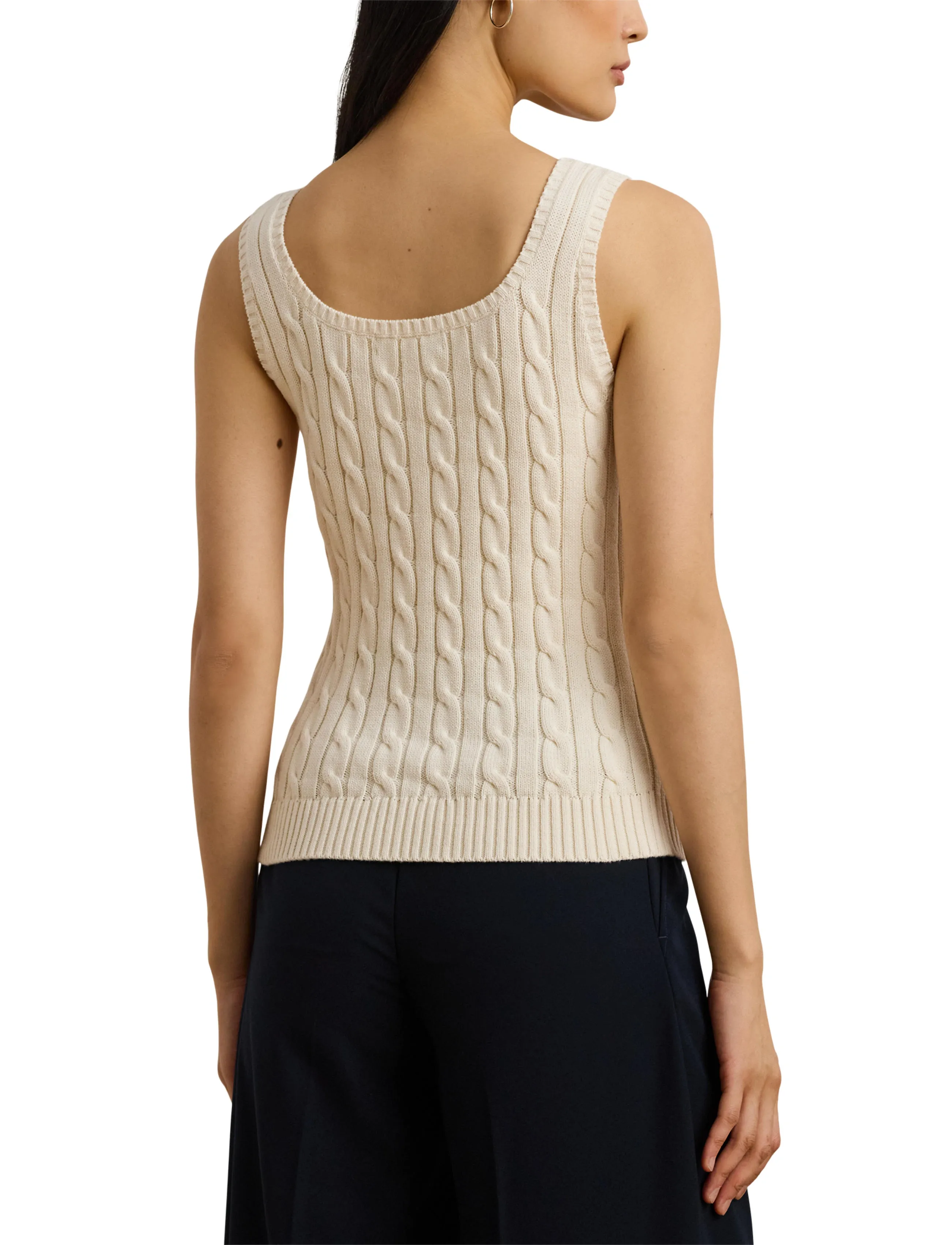Lauren Ralph Lauren - Cable-Knit Sleeveless Sweater - Ärmellose tops - mascarpone cream - 2