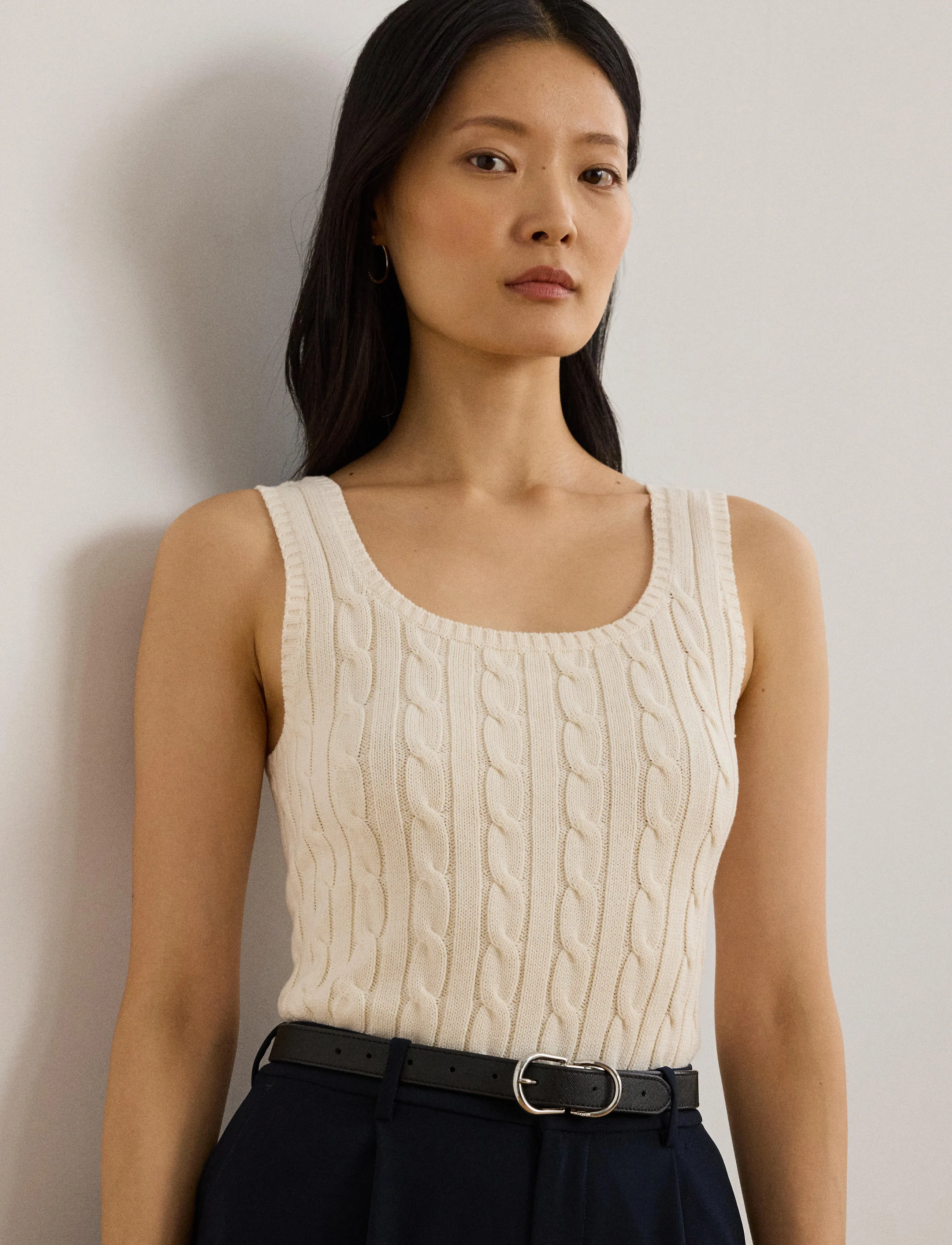 Lauren Ralph Lauren - Cable-Knit Sleeveless Sweater - Ärmellose tops - mascarpone cream - 3