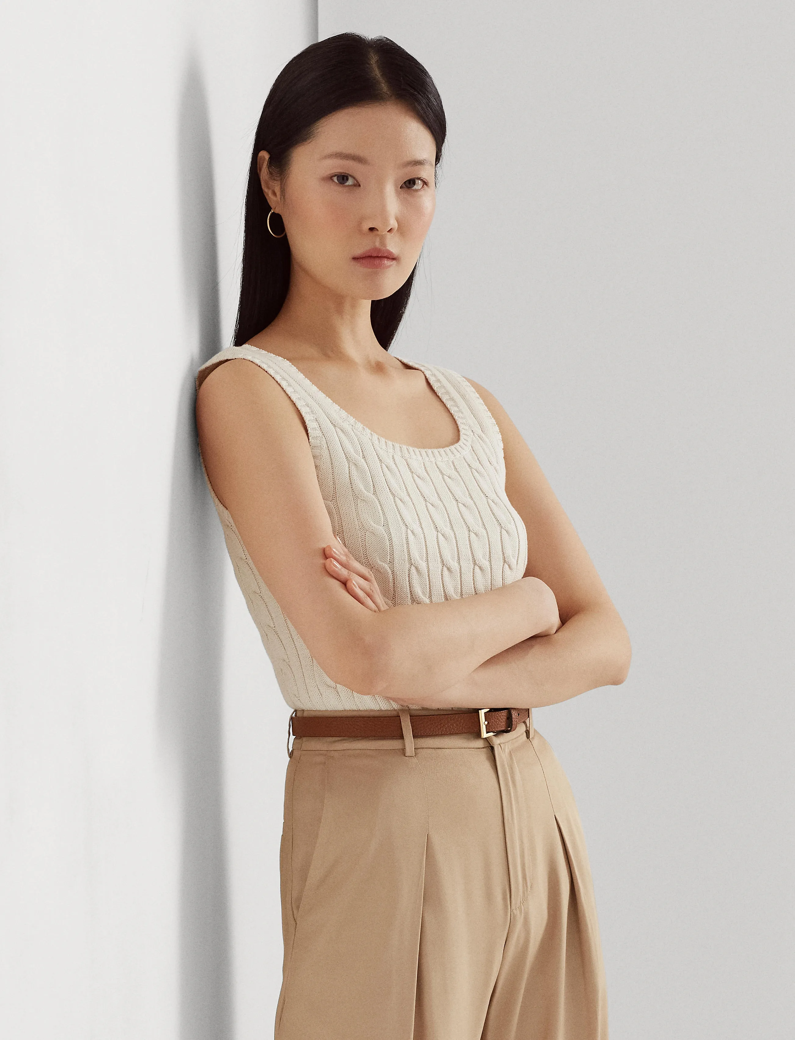 Lauren Ralph Lauren - Cable-Knit Sleeveless Sweater - Ärmellose tops - mascarpone cream - 5