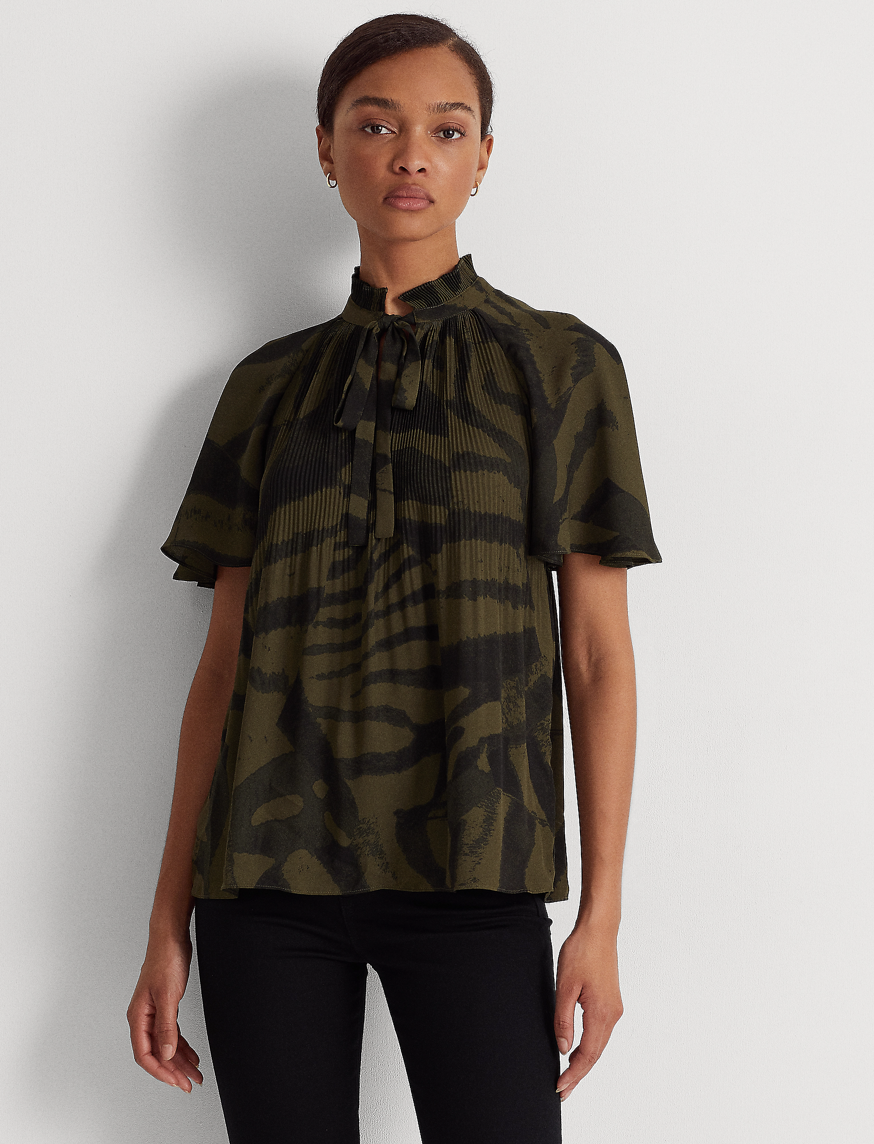 Lauren Ralph Lauren - Zebra-Print Georgette Blouse - olive multi - 2