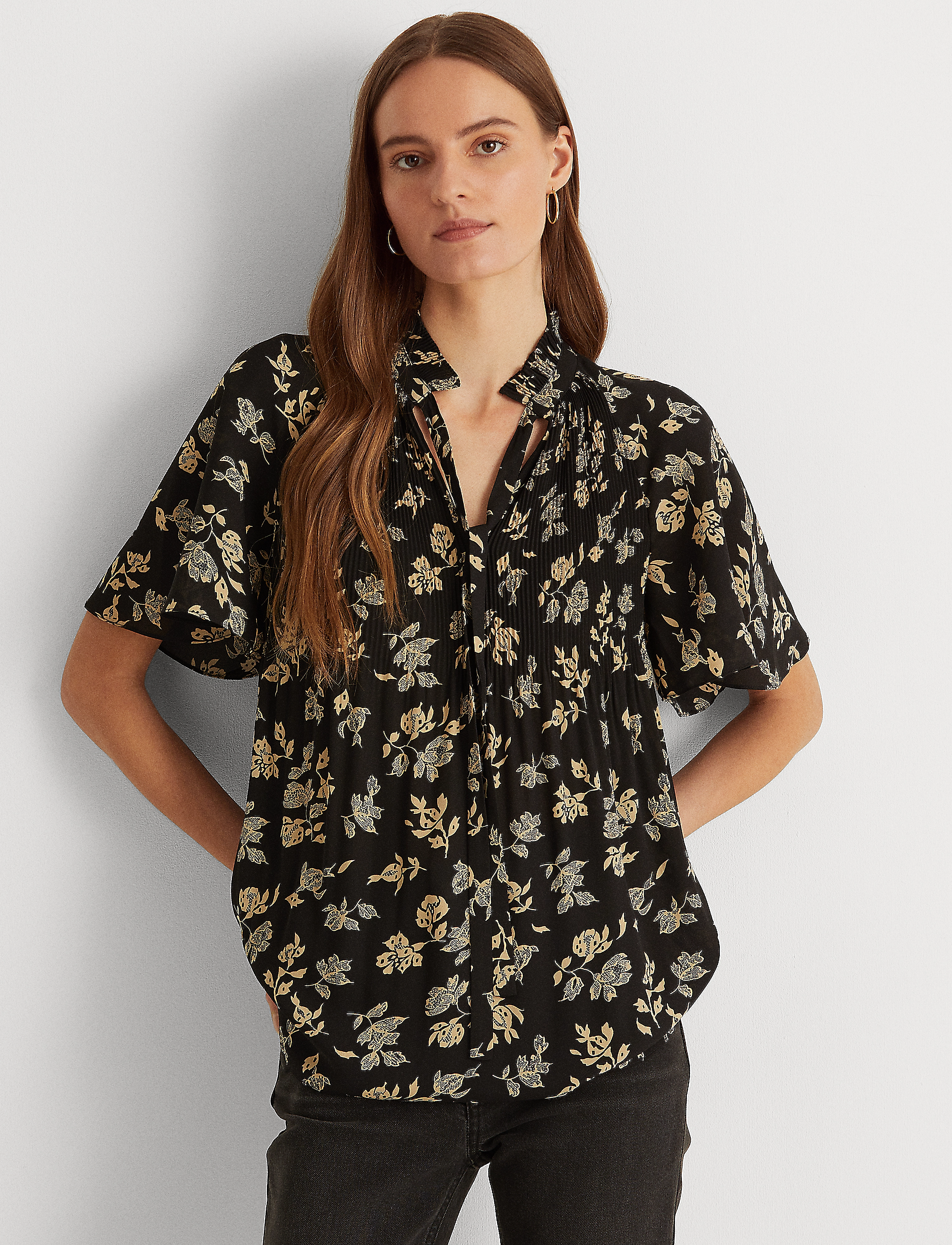 Lauren Ralph Lauren - Floral Georgette Blouse - black/cream - 2