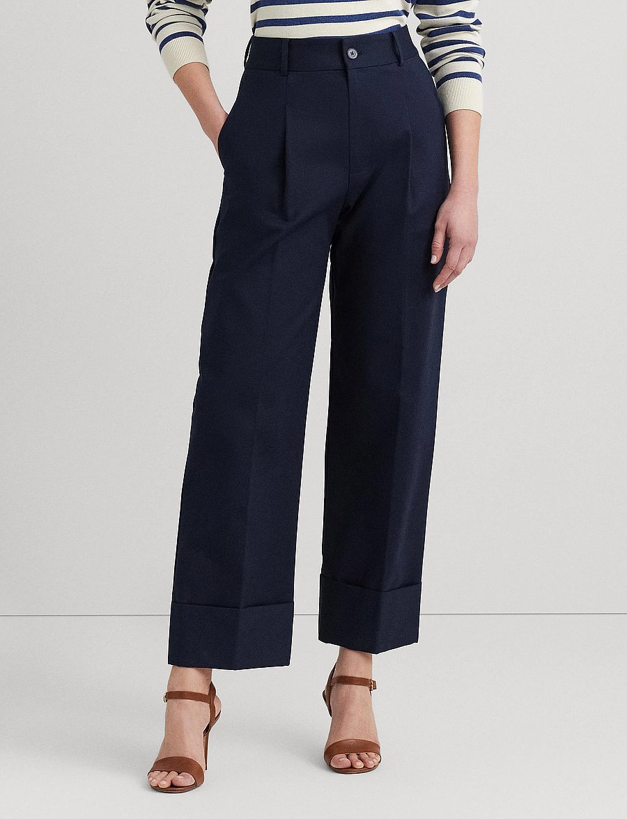Lauren Ralph Lauren - Double-Faced Stretch Cotton Ankle Pant - lauren navy - 0
