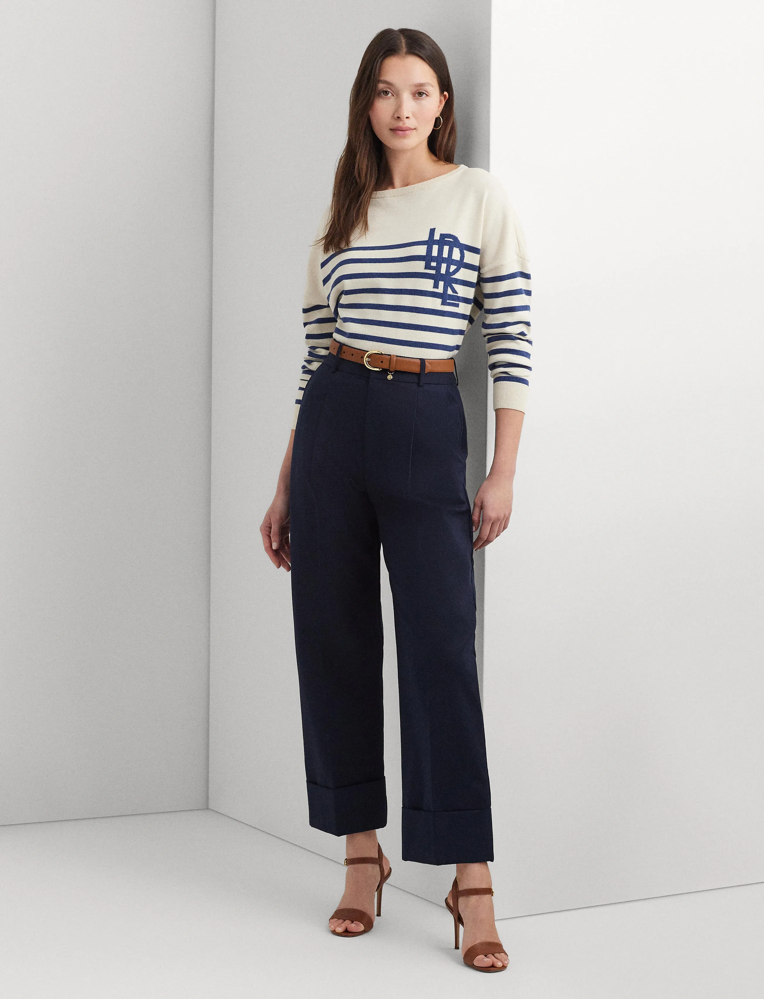 Lauren Ralph Lauren - Double-Faced Stretch Cotton Ankle Pant - lauren navy - 3