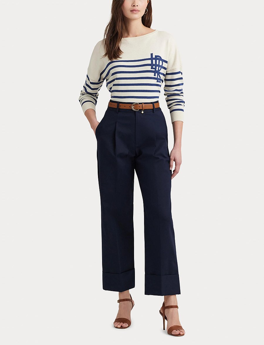 Lauren Ralph Lauren - Double-Faced Stretch Cotton Ankle Pant - lauren navy - 4