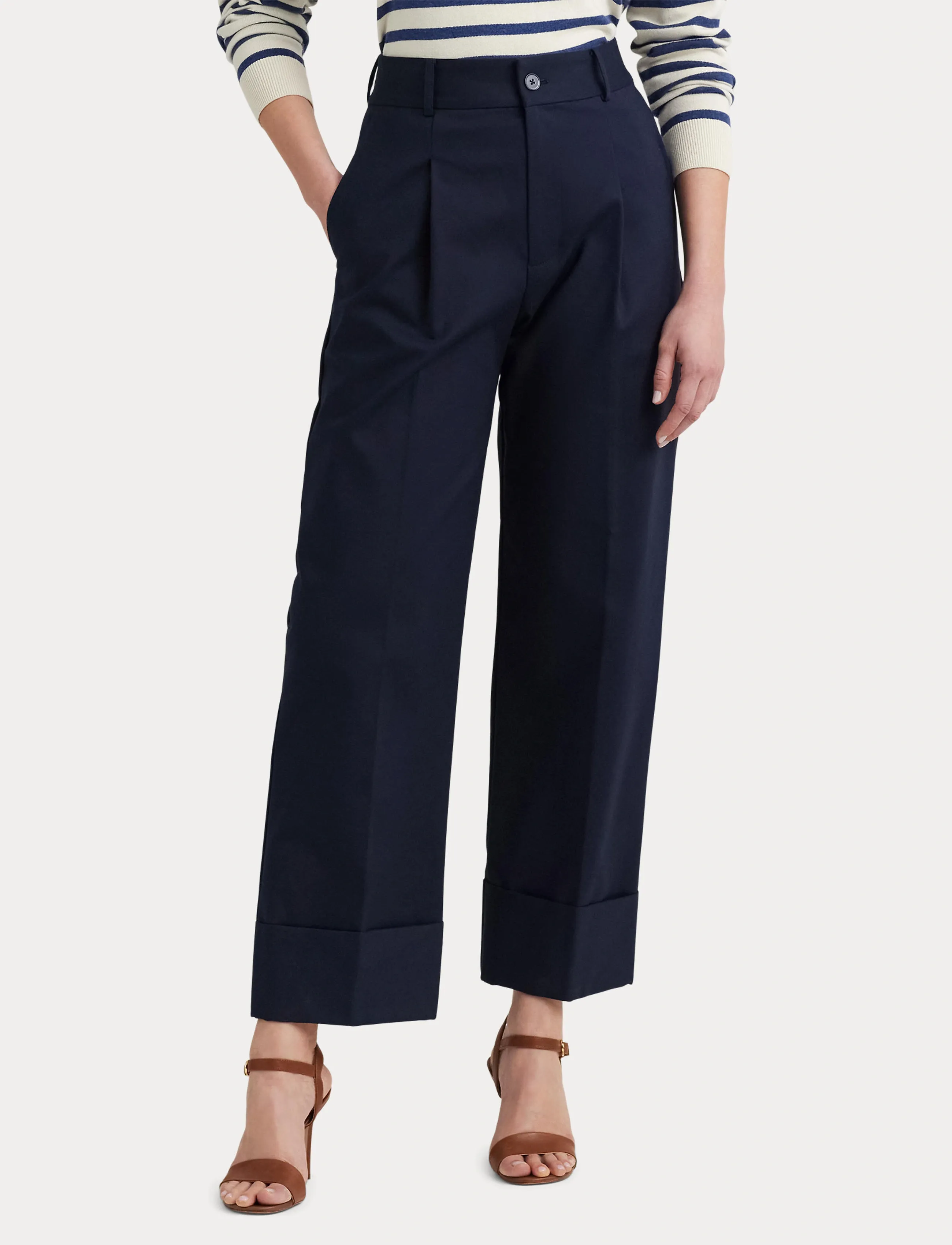 Lauren Ralph Lauren - Double-Faced Stretch Cotton Ankle Pant - lauren navy - 5
