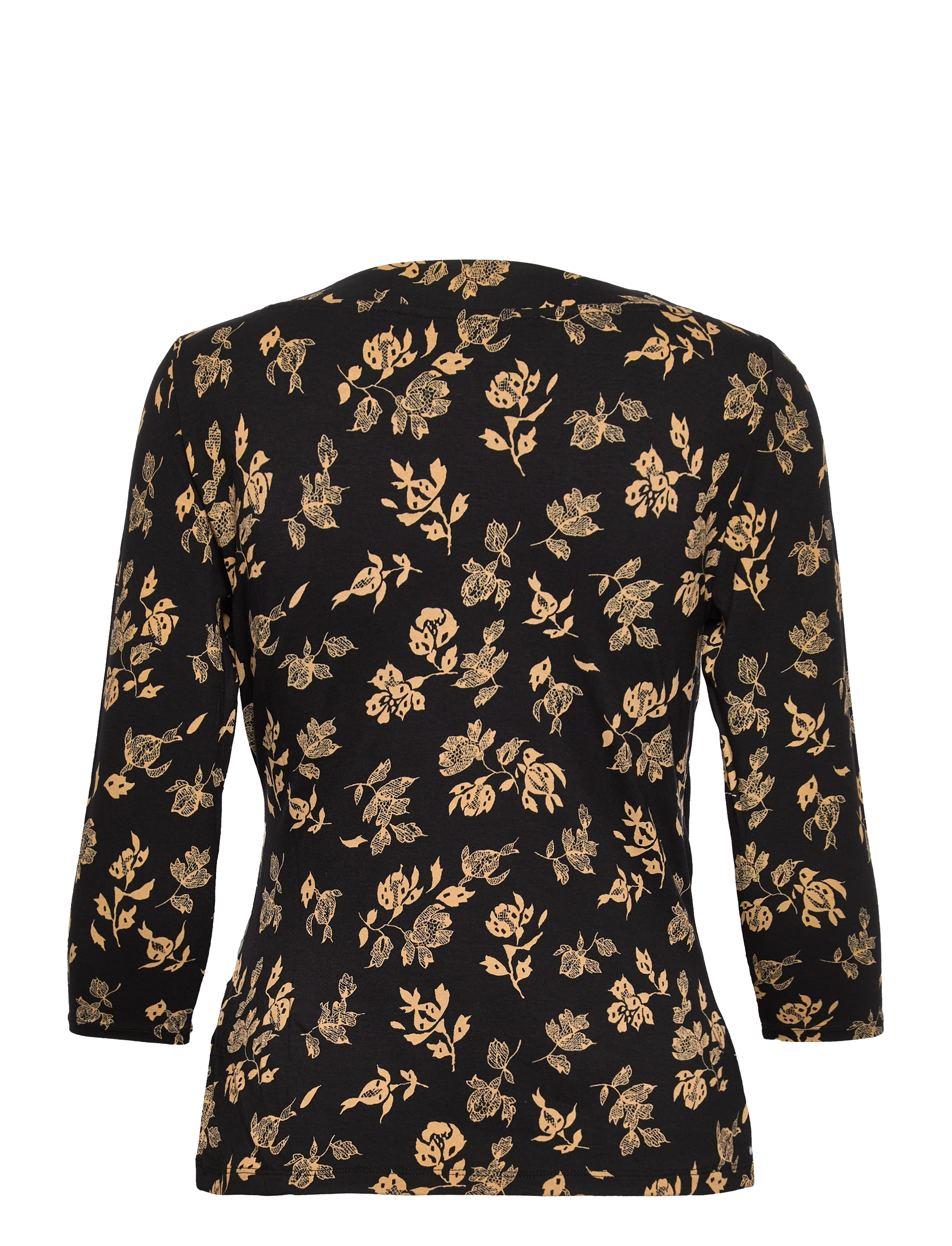 Lauren Ralph Lauren - Floral Surplice Stretch Jersey Top - black/cream - 1