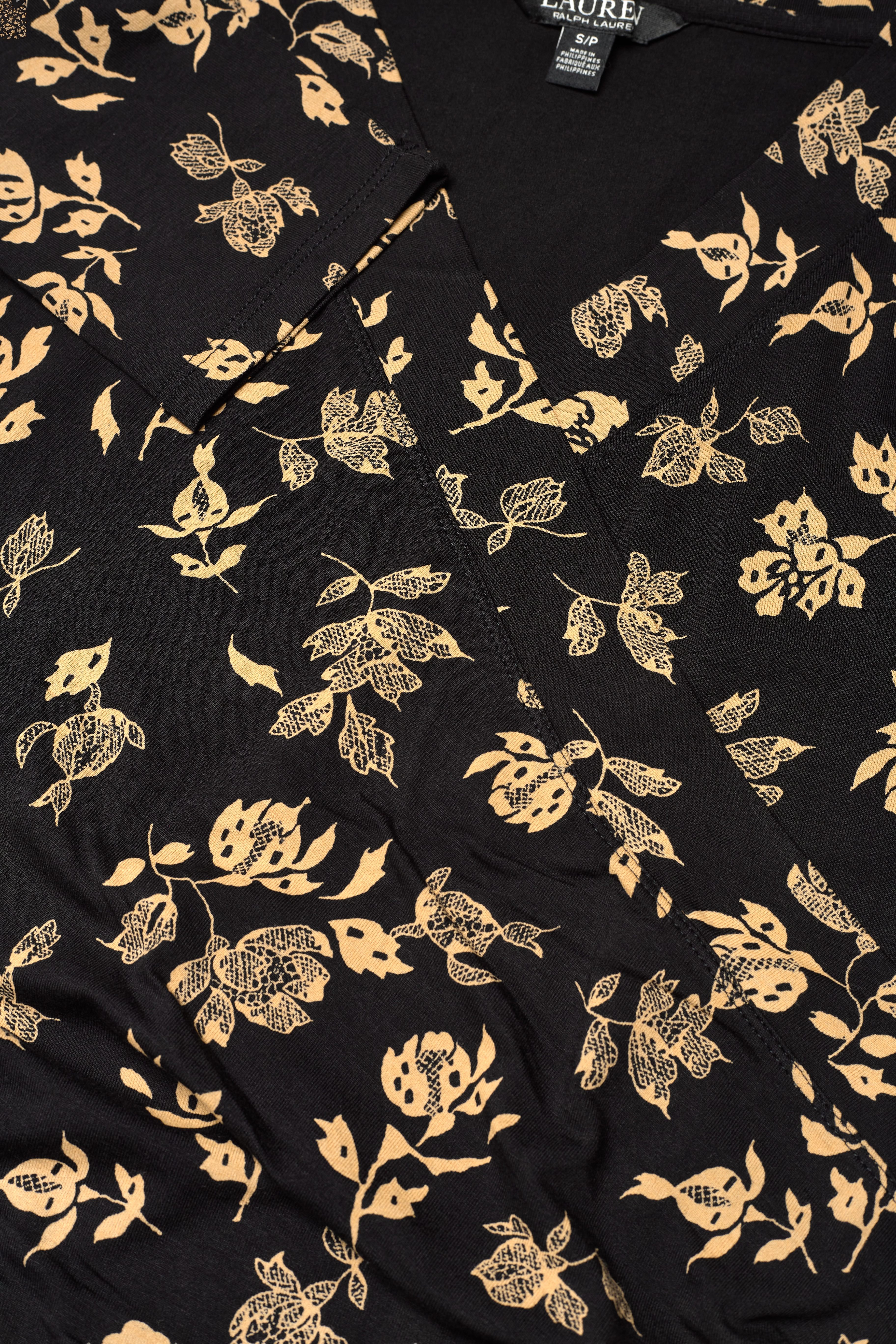 Lauren Ralph Lauren - Floral Surplice Stretch Jersey Top - black/cream - 3