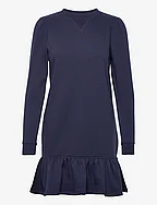 Fleece Drop-Waist Sweatshirt Dress - FRENCH NAVY