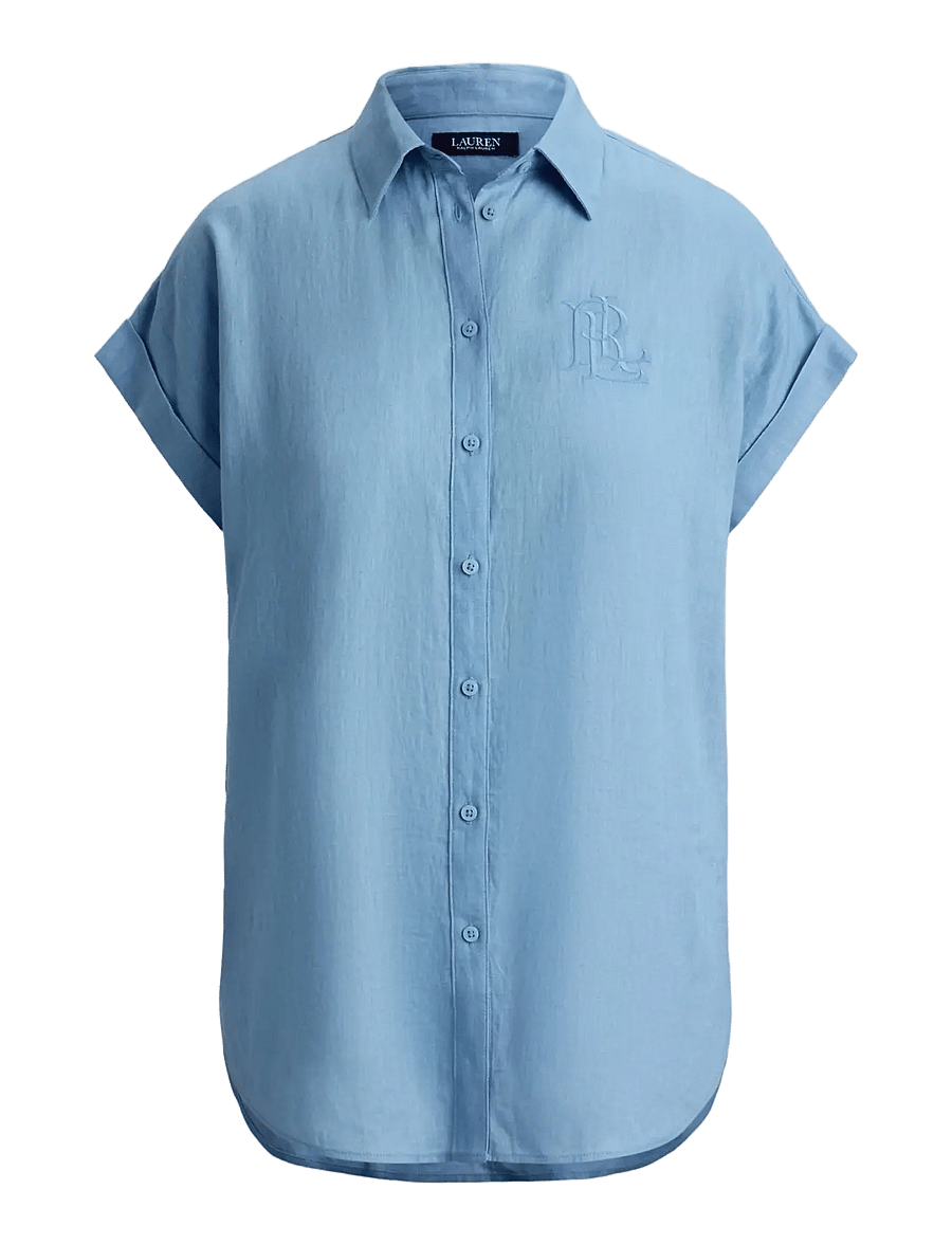 Lauren Ralph Lauren - Linen Short-Sleeve Shirt - hørskjorter - blue note - 1