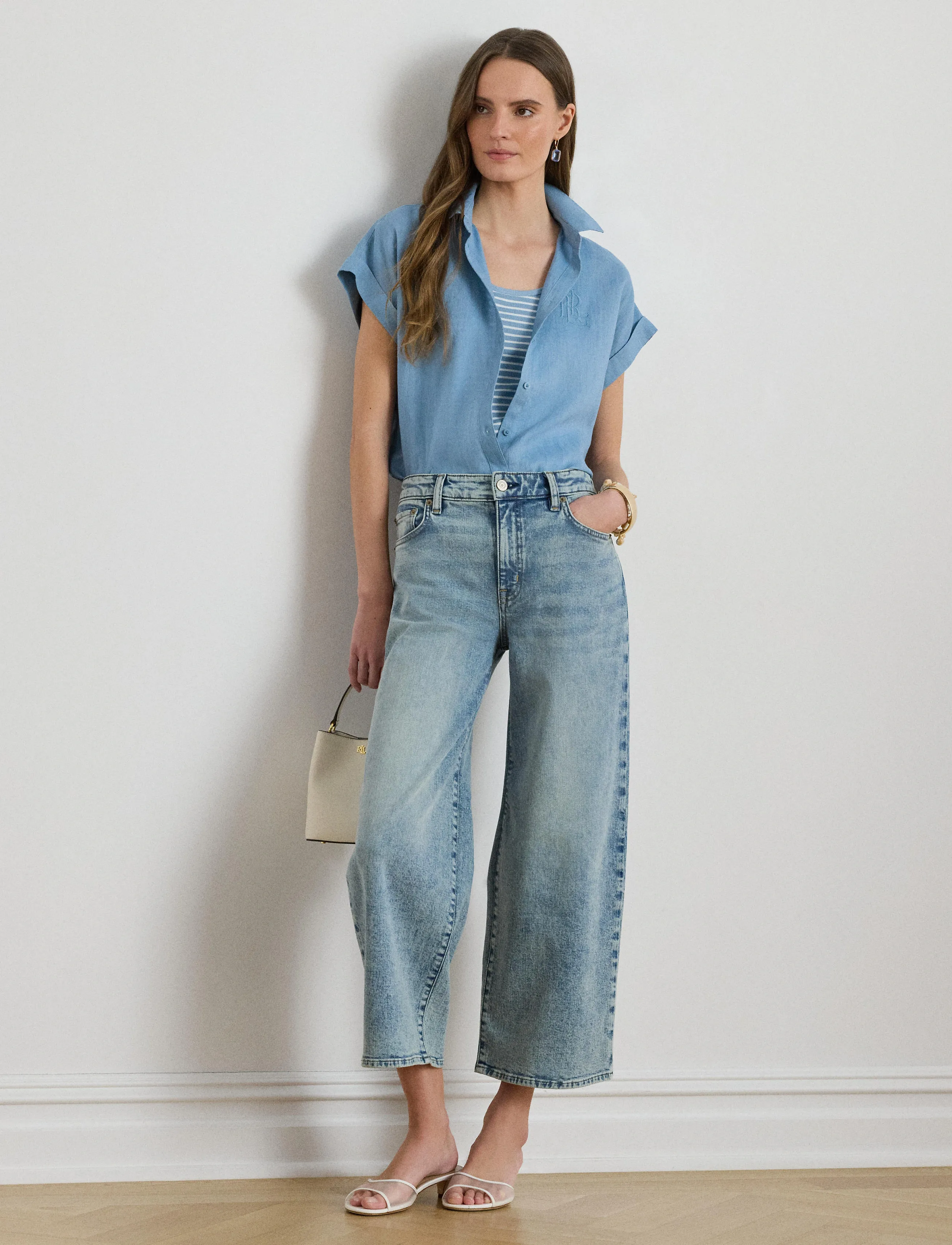 Lauren Ralph Lauren - Linen Short-Sleeve Shirt - hørskjorter - blue note - 4