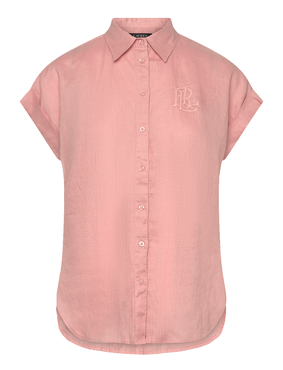Lauren Ralph Lauren - Linen Short-Sleeve Shirt - hørskjorter - pink rhodonite - 1