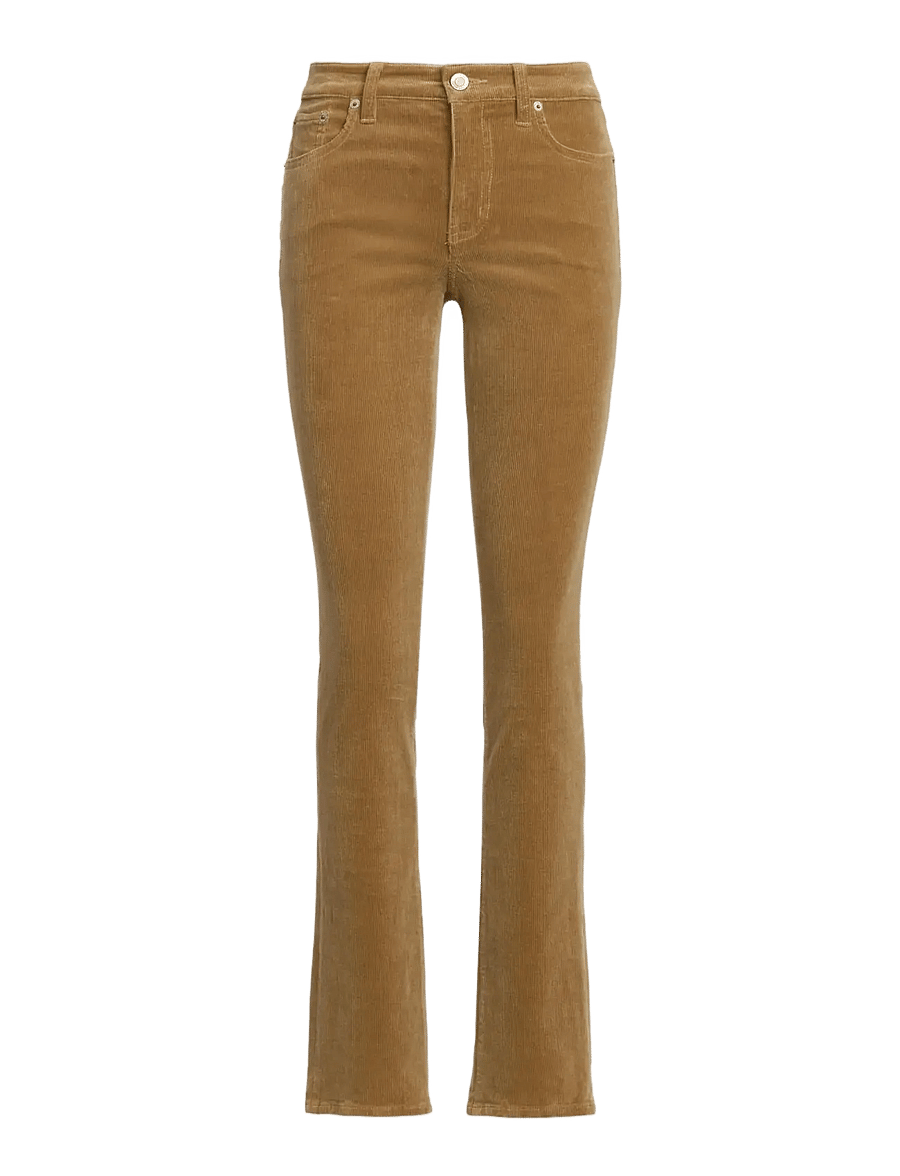 Lauren Ralph Lauren - Stretch Corduroy Mid-Rise Straight Pant - raka byxor - classic camel - 1