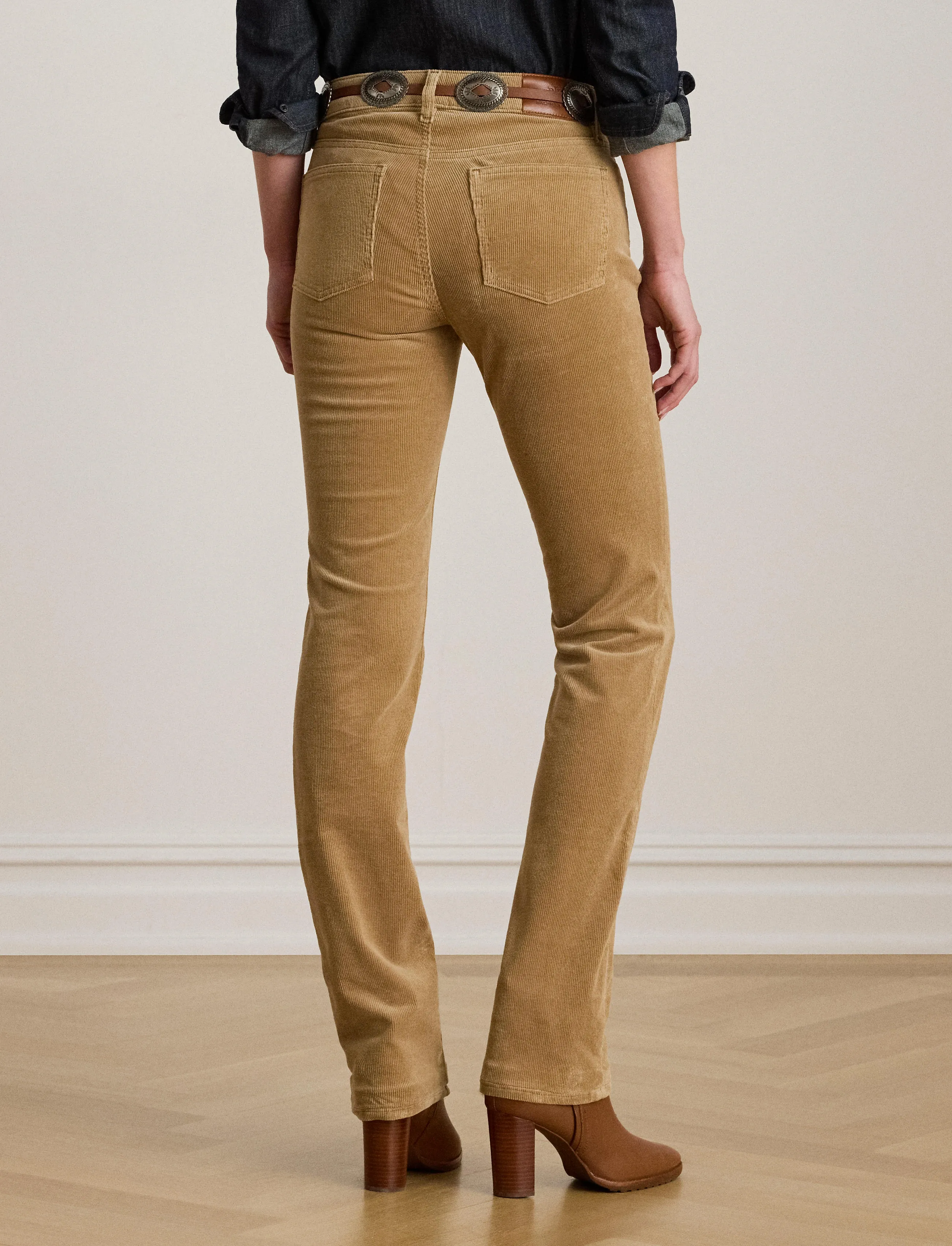 Lauren Ralph Lauren - Stretch Corduroy Mid-Rise Straight Pant - raka byxor - classic camel - 2