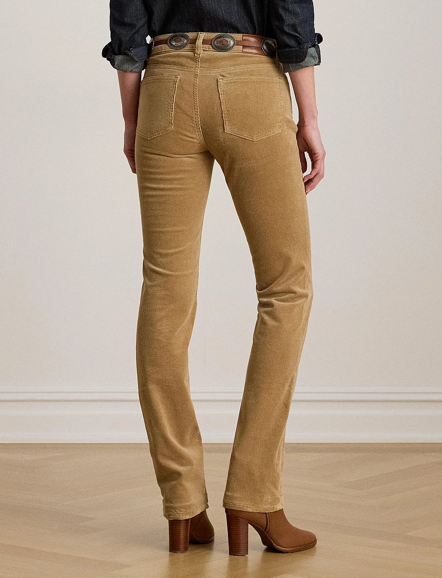 Lauren Ralph Lauren - Stretch Corduroy Mid-Rise Straight Pant - raka byxor - classic camel - 2