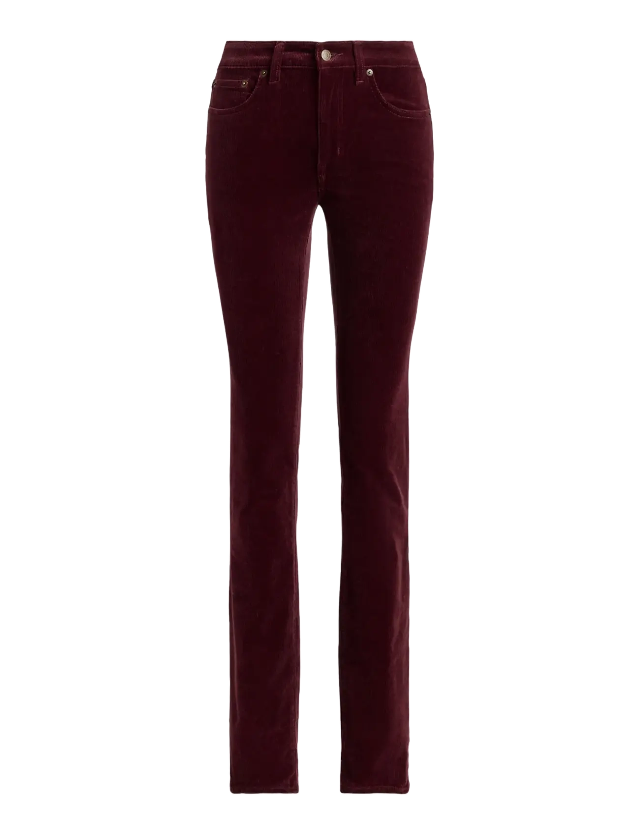 LAUREN RALPH LAUREN Stretch Kordsamt Mid-Rise Straight Hose Burgundy - 32 - Damen