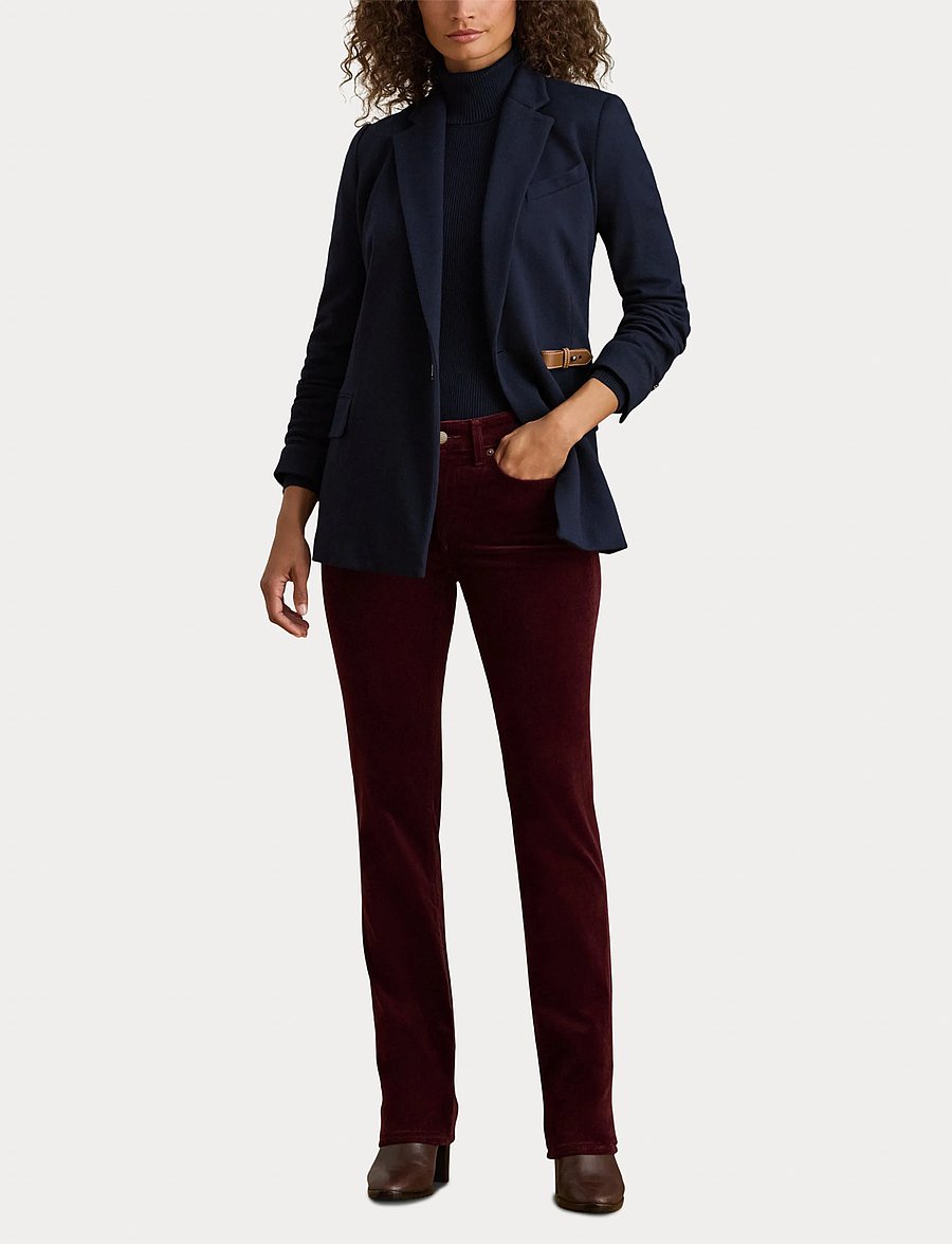 Lauren Ralph Lauren - Stretch Corduroy Mid-Rise Straight Pant - pantalons droits - dark garnet - 4