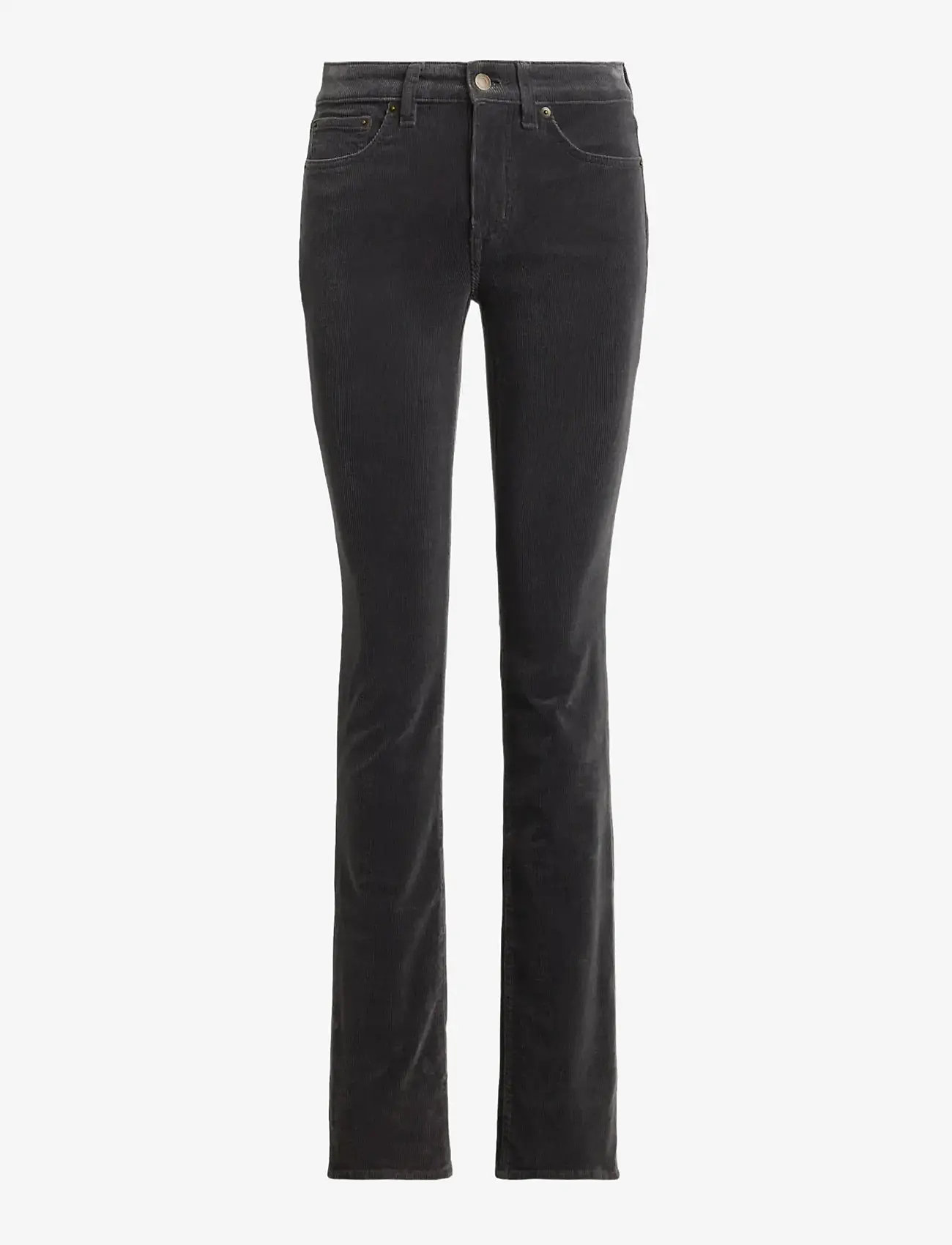 Lauren Ralph Lauren - Stretch Corduroy Mid-Rise Straight Pant - raka byxor - onyx grey - 1