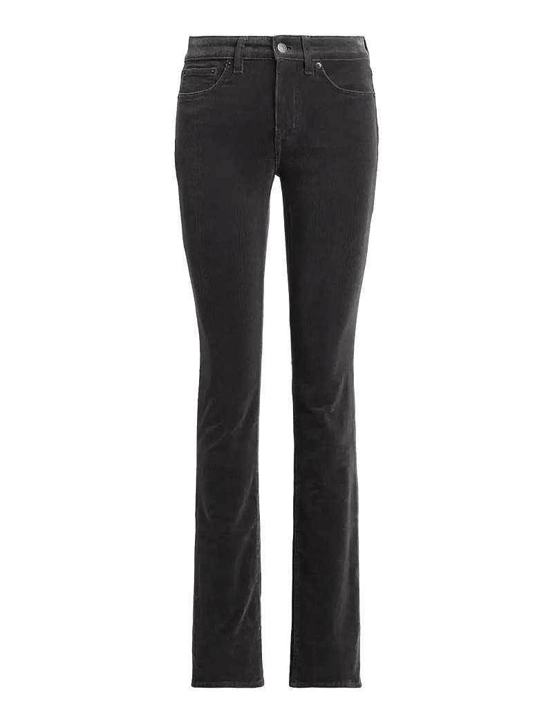 Lauren Ralph Lauren - Stretch Corduroy Mid-Rise Straight Pant - raka byxor - onyx grey - 1