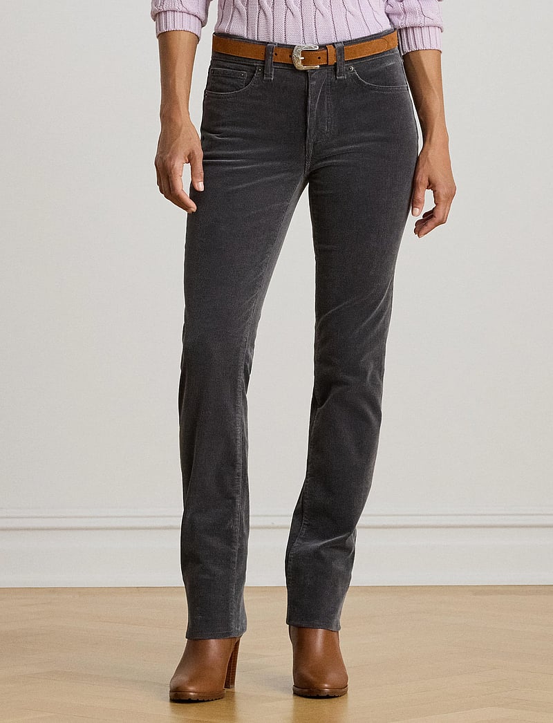 Lauren Ralph Lauren - Stretch Corduroy Mid-Rise Straight Pant - raka byxor - onyx grey - 0