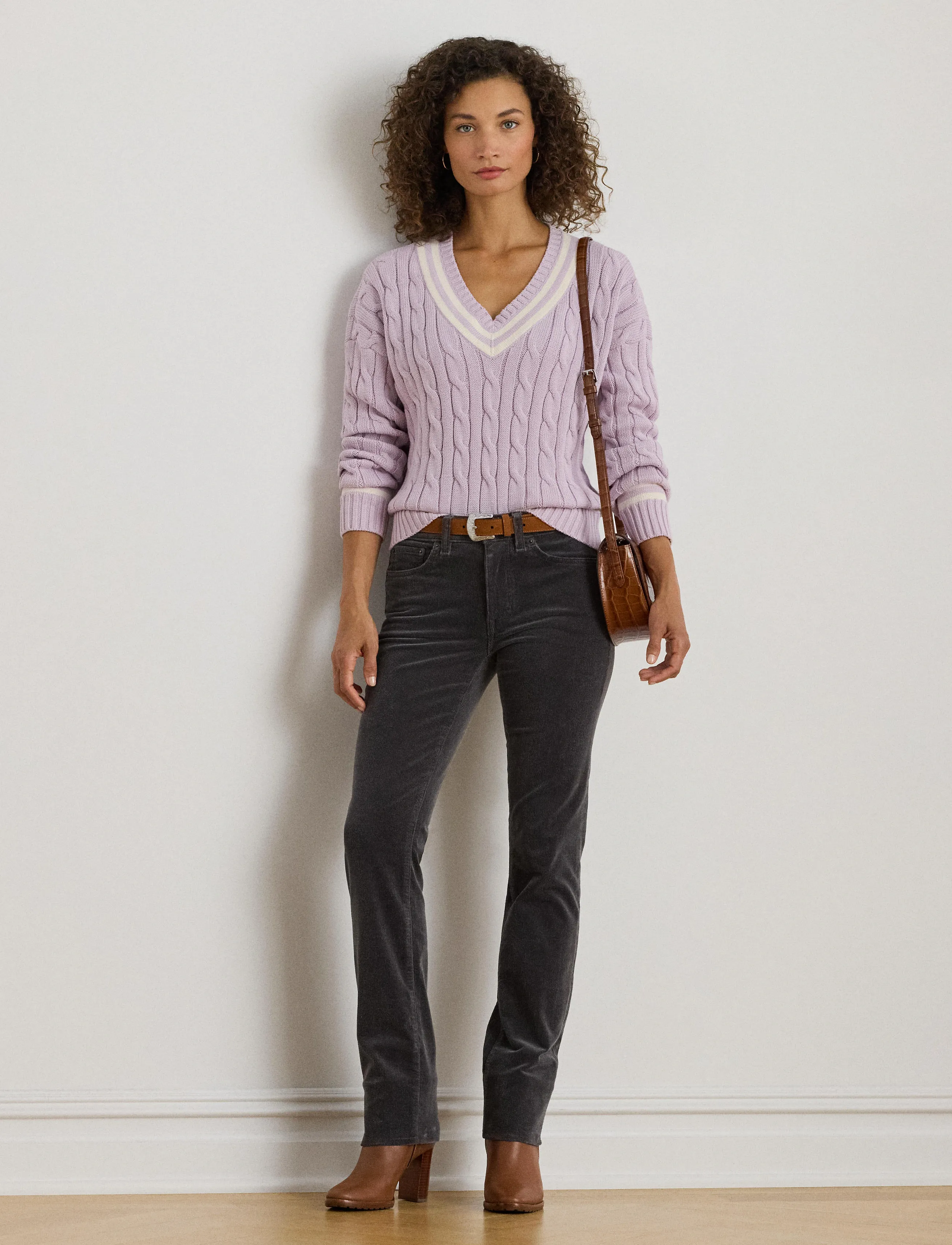 Lauren Ralph Lauren - Stretch Corduroy Mid-Rise Straight Pant - bukser med lige ben - onyx grey - 3