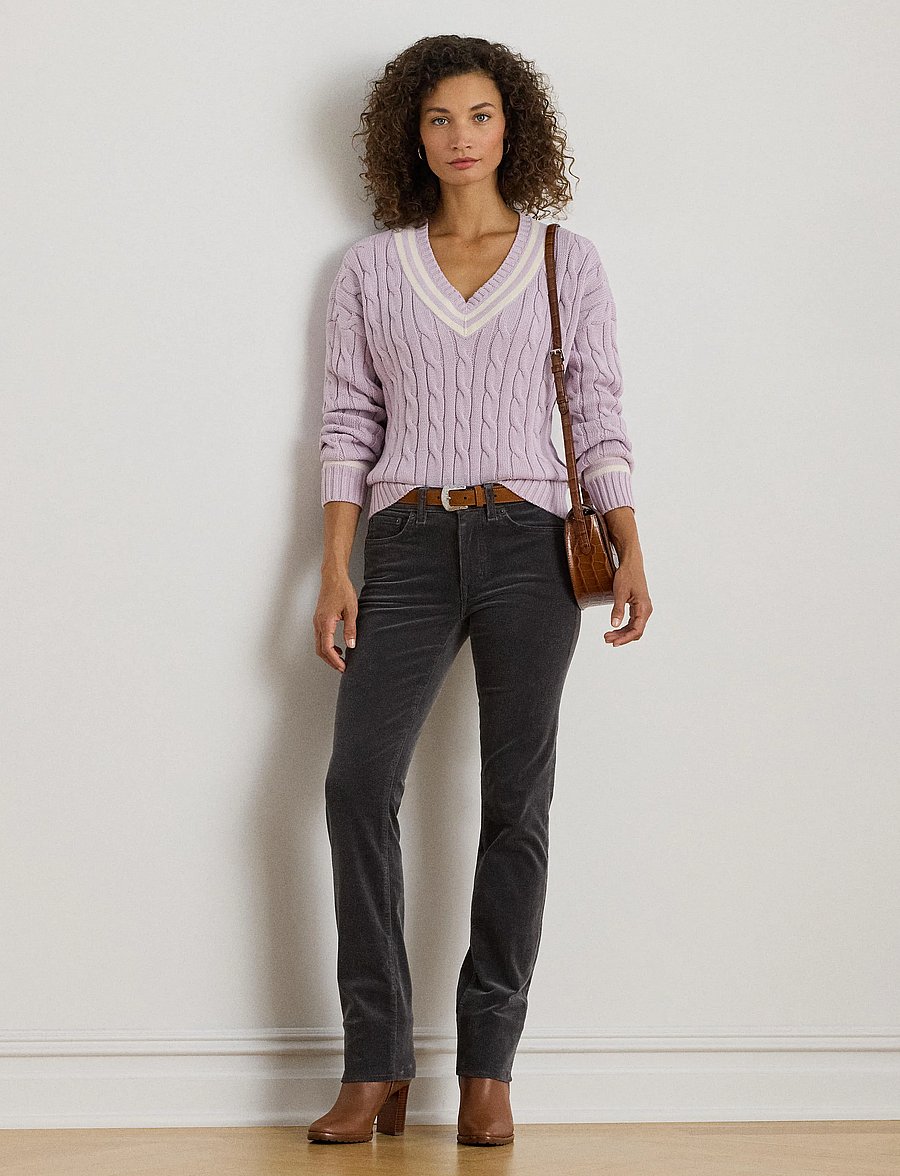 Lauren Ralph Lauren - Stretch Corduroy Mid-Rise Straight Pant - bukser med lige ben - onyx grey - 3