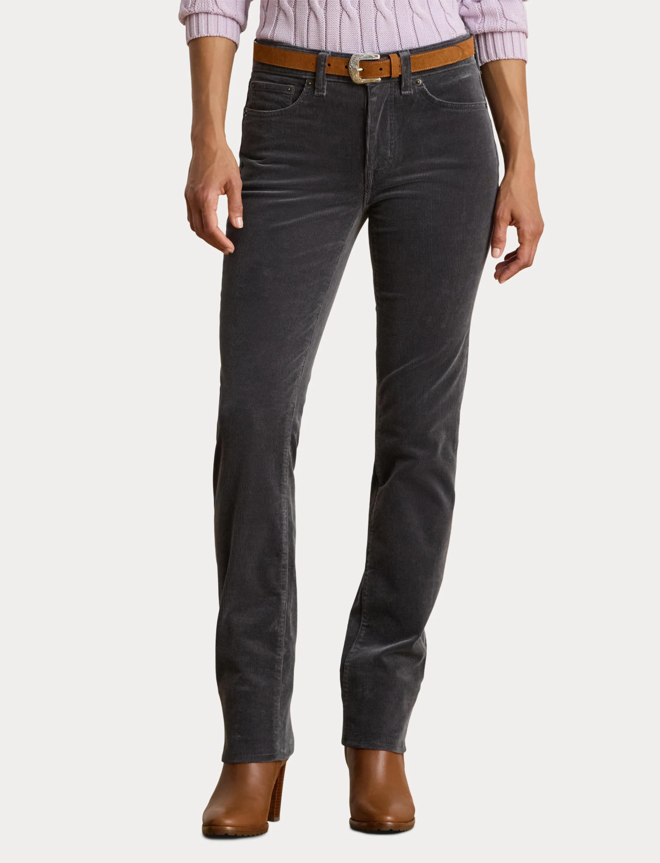 Lauren Ralph Lauren - Stretch Corduroy Mid-Rise Straight Pant - bukser med lige ben - onyx grey - 5