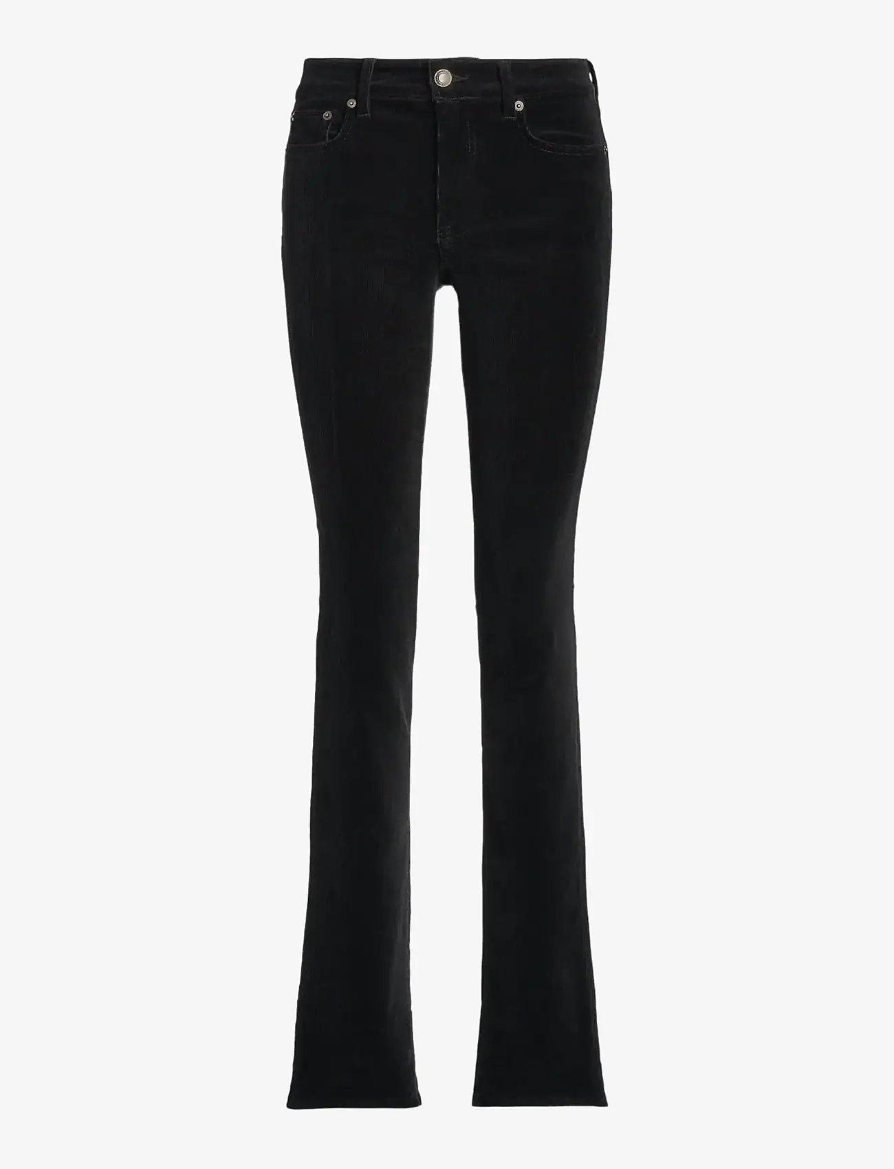 Lauren Ralph Lauren - Stretch Corduroy Mid-Rise Straight Pant - raka byxor - polo black - 1