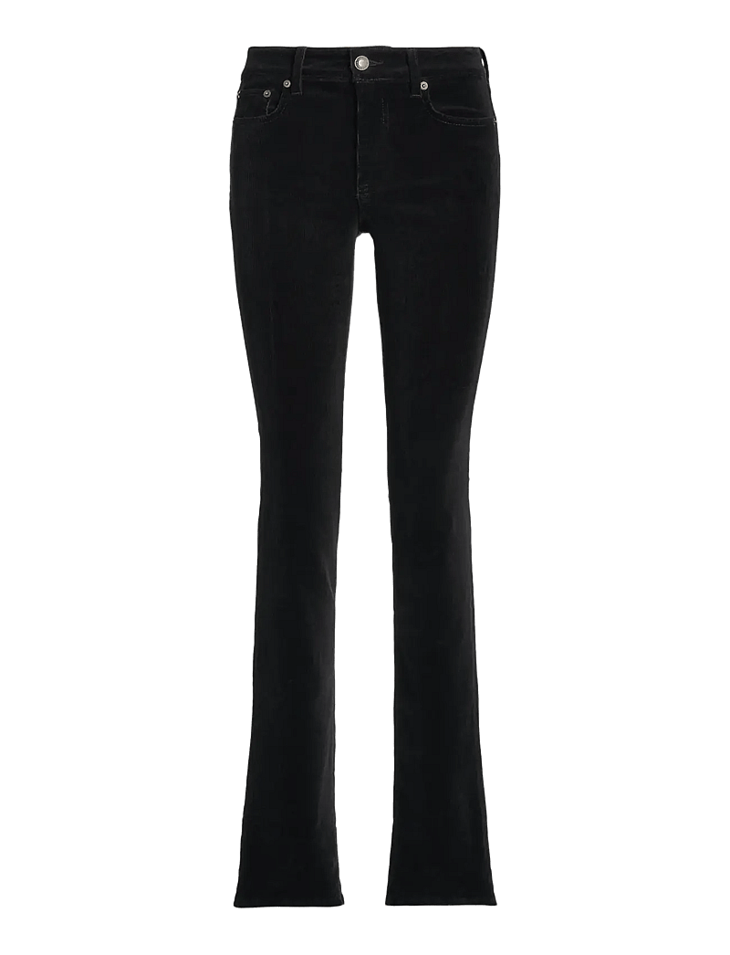 Lauren Ralph Lauren - Stretch Corduroy Mid-Rise Straight Pant - raka byxor - polo black - 1