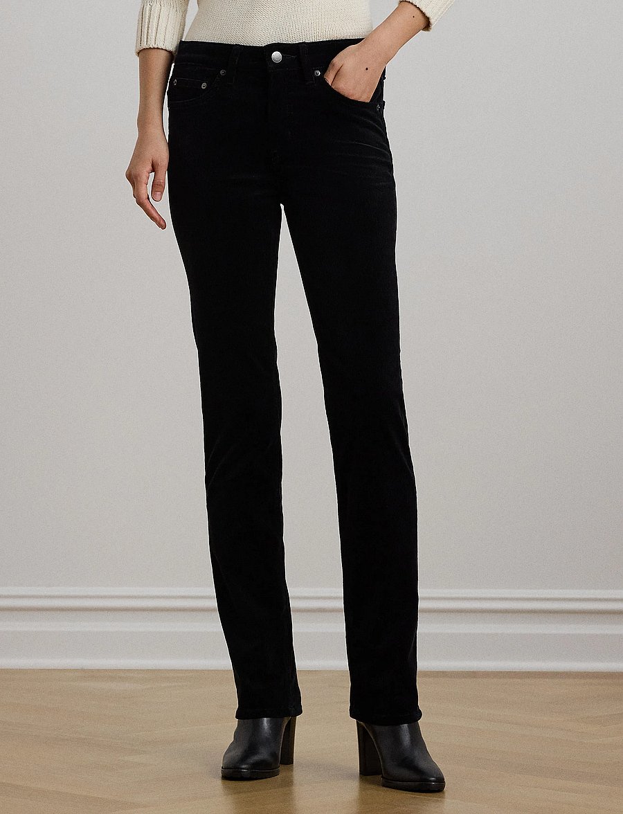 Lauren Ralph Lauren - Stretch Corduroy Mid-Rise Straight Pant - pantalons droits - polo black - 0