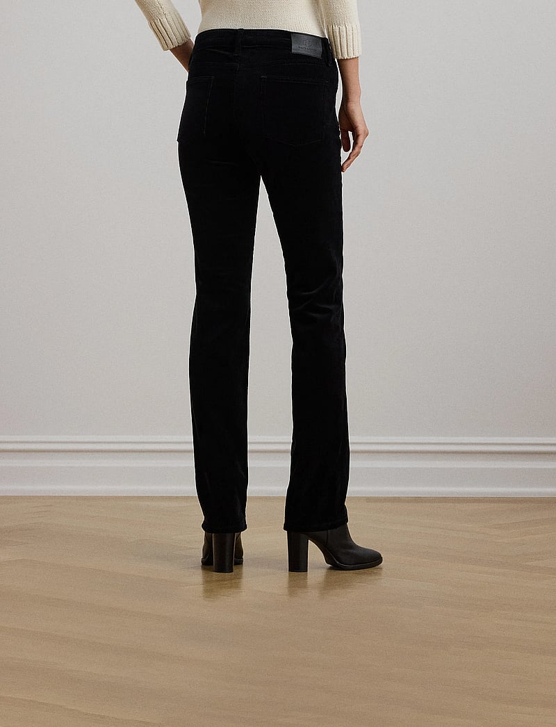 Lauren Ralph Lauren - Stretch Corduroy Mid-Rise Straight Pant - raka byxor - polo black - 2