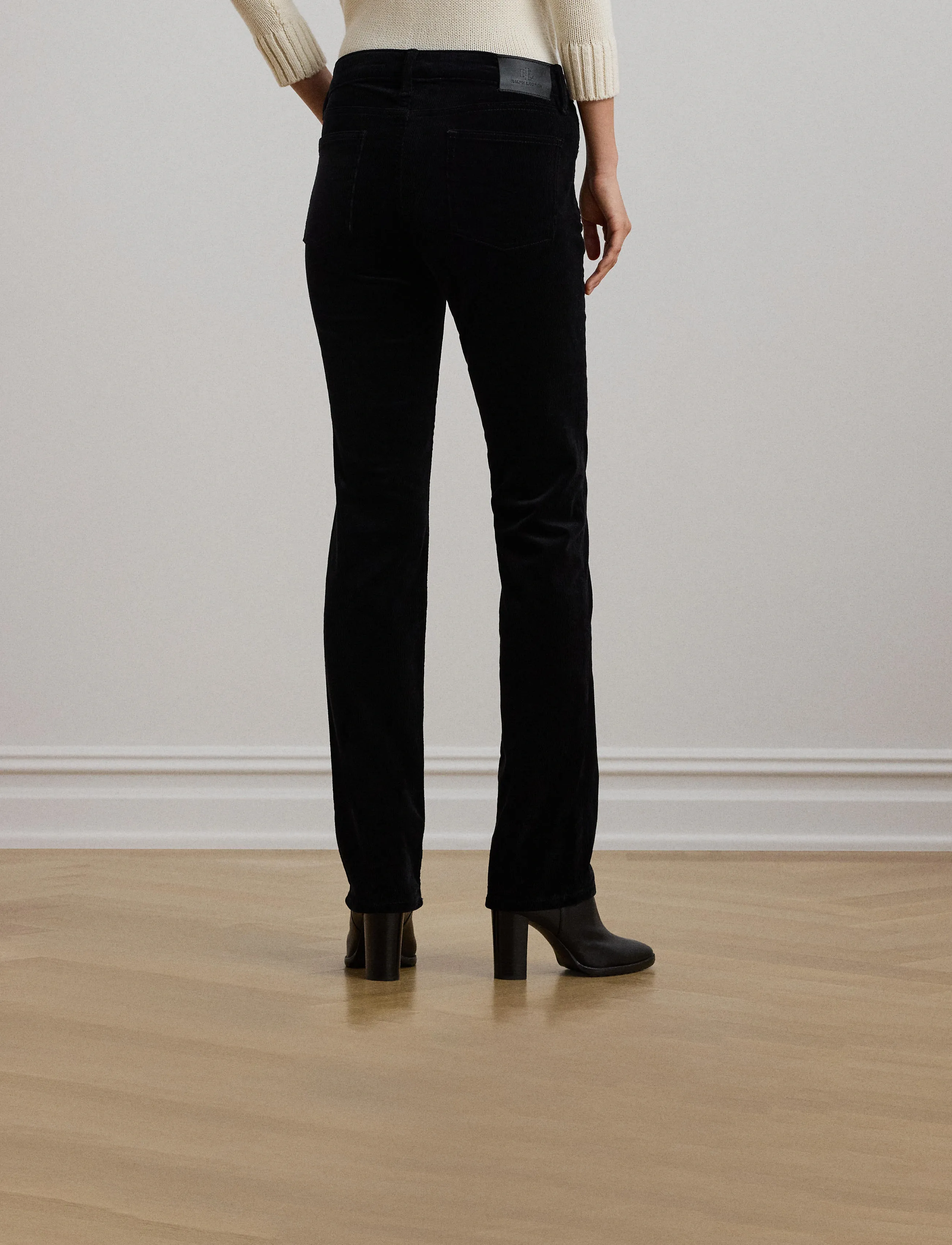 Lauren Ralph Lauren - Stretch Corduroy Mid-Rise Straight Pant - pantalons droits - polo black - 2