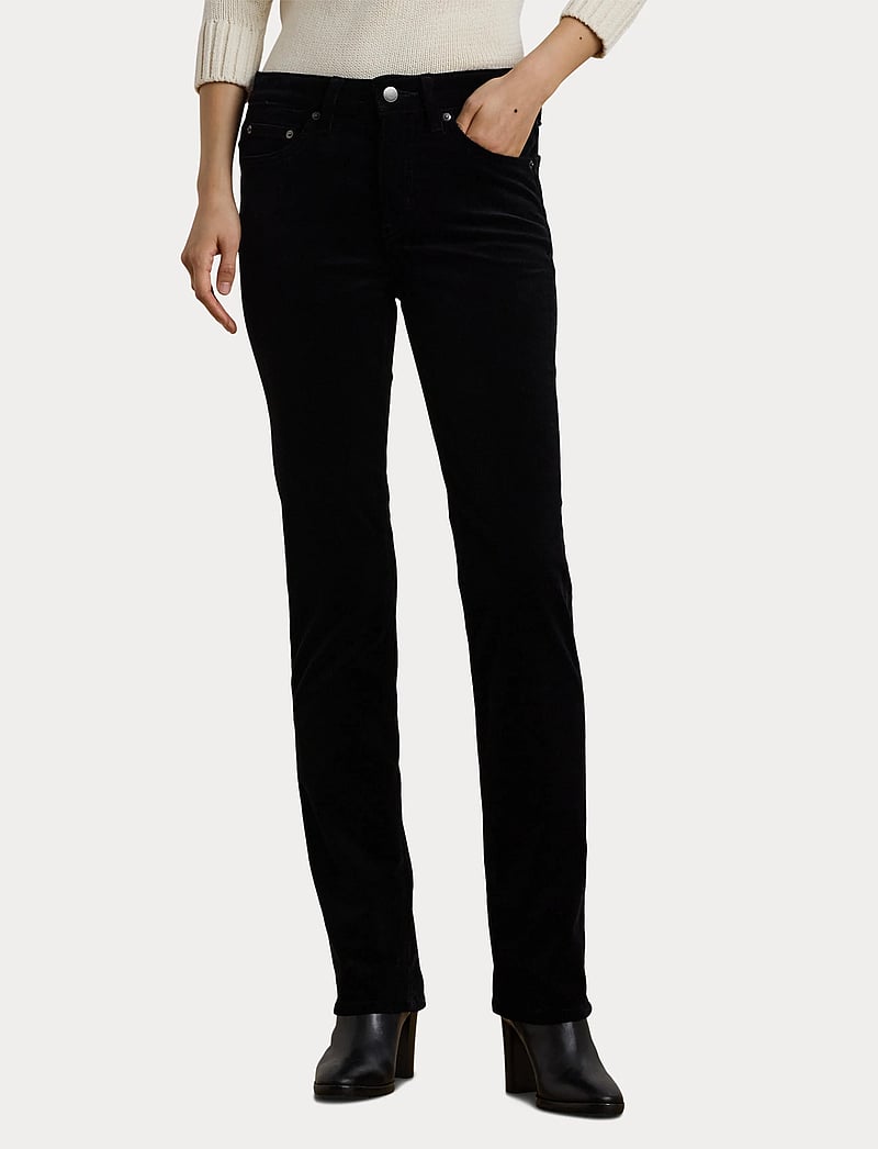 Lauren Ralph Lauren - Stretch Corduroy Mid-Rise Straight Pant - raka byxor - polo black - 5