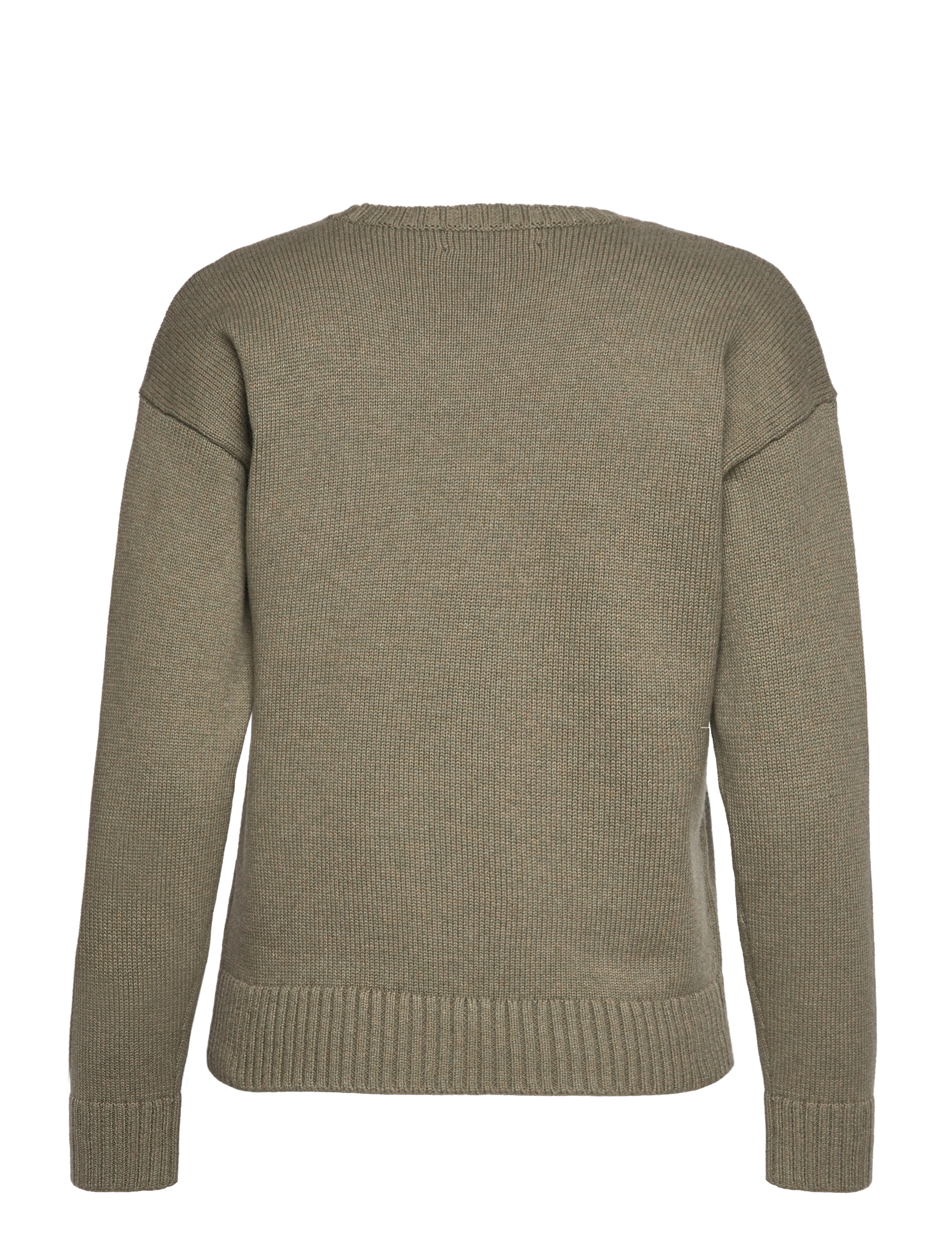Lauren Ralph Lauren - COMBED CTN HEATHER-LS CN TOP - muted moss heathe - 1