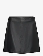 Leather Pencil Miniskirt - BLACK