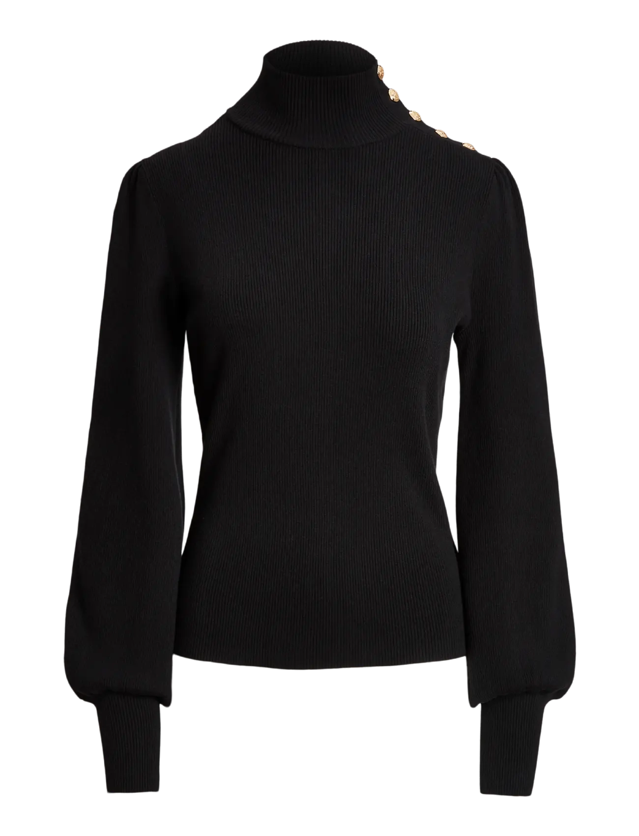 Lauren Ralph Lauren - Button-Trim Mockneck Sweater - rullekraver - black - 1