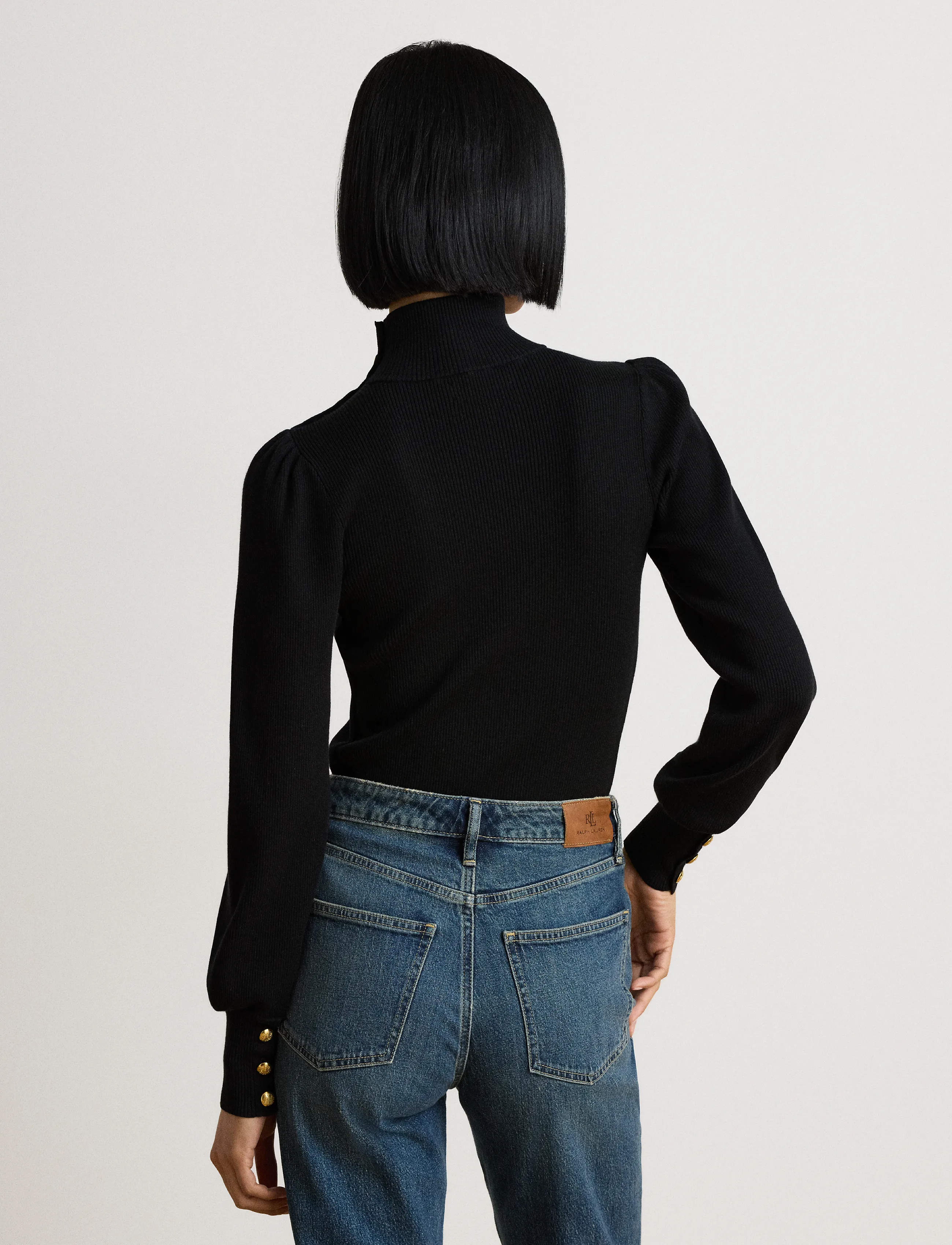 Lauren Ralph Lauren - Button-Trim Mockneck Sweater - rullekraver - black - 2