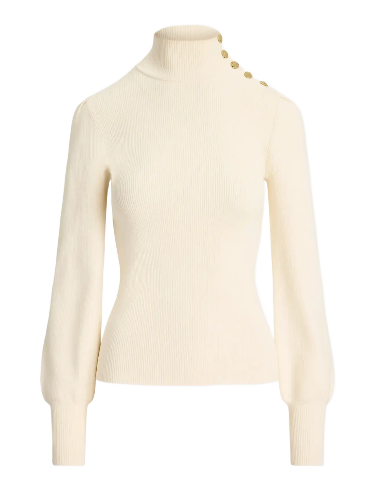 Button-Trim Mockneck Sweater - MASCARPONE CREAM