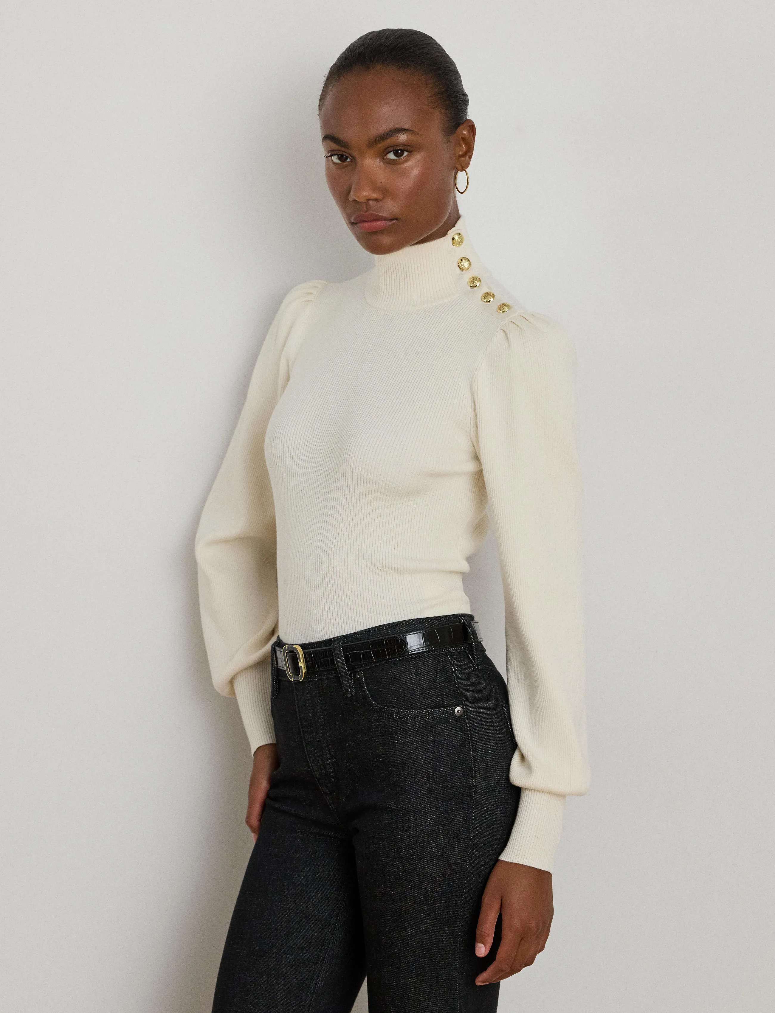 Lauren Ralph Lauren - COTTON MODAL-LS MN TOP - rullekraver - mascarpone cream - 3