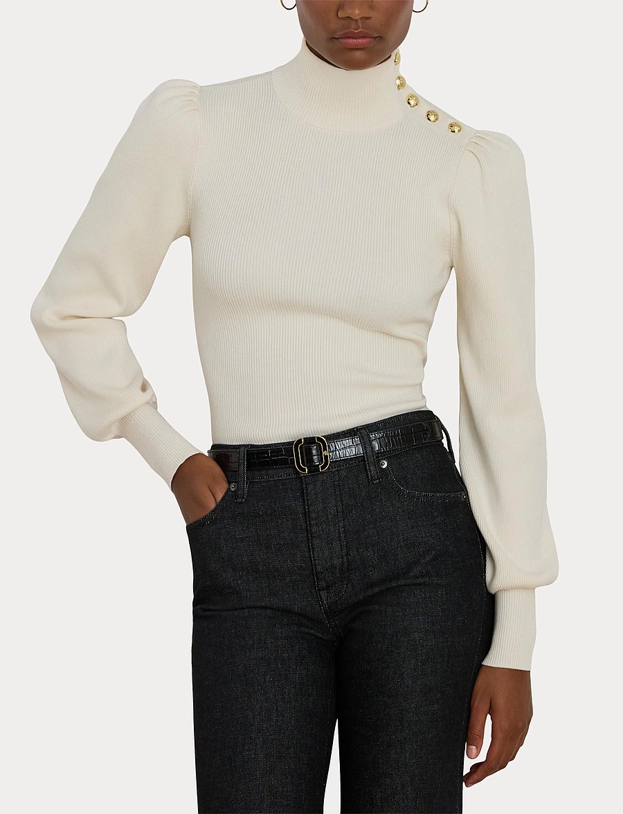 Lauren Ralph Lauren - COTTON MODAL-LS MN TOP - rollkragenpullover - mascarpone cream - 5