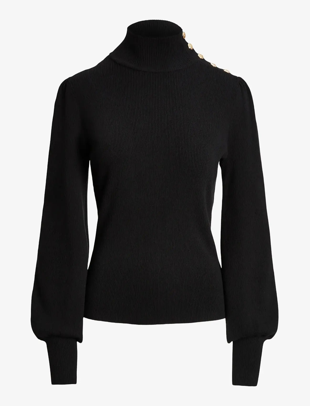 Lauren Ralph Lauren - Button-Trim Mockneck Sweater - pooloneuleet - polo black - 1