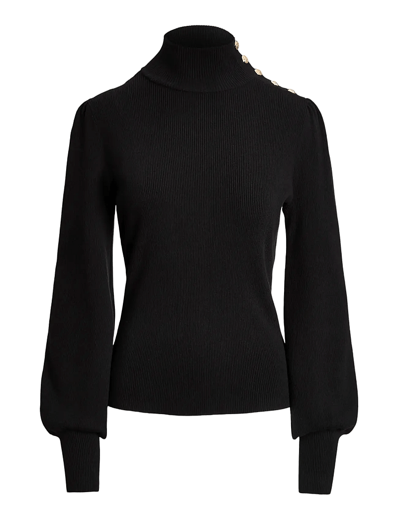 Lauren Ralph Lauren - Button-Trim Mockneck Sweater - pooloneuleet - polo black - 1