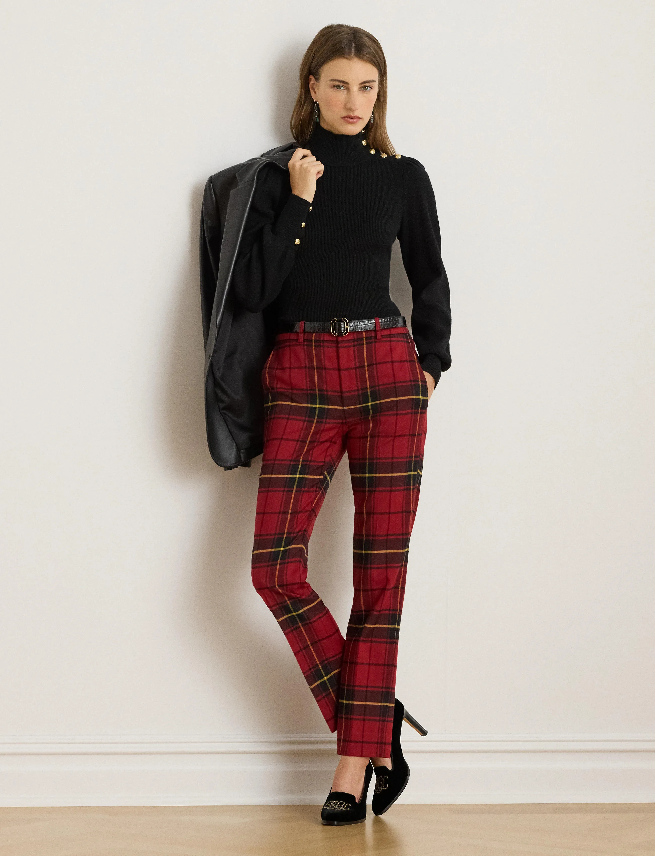 Lauren Ralph Lauren - Button-Trim Mockneck Sweater - rollkragenpullover - polo black - 0